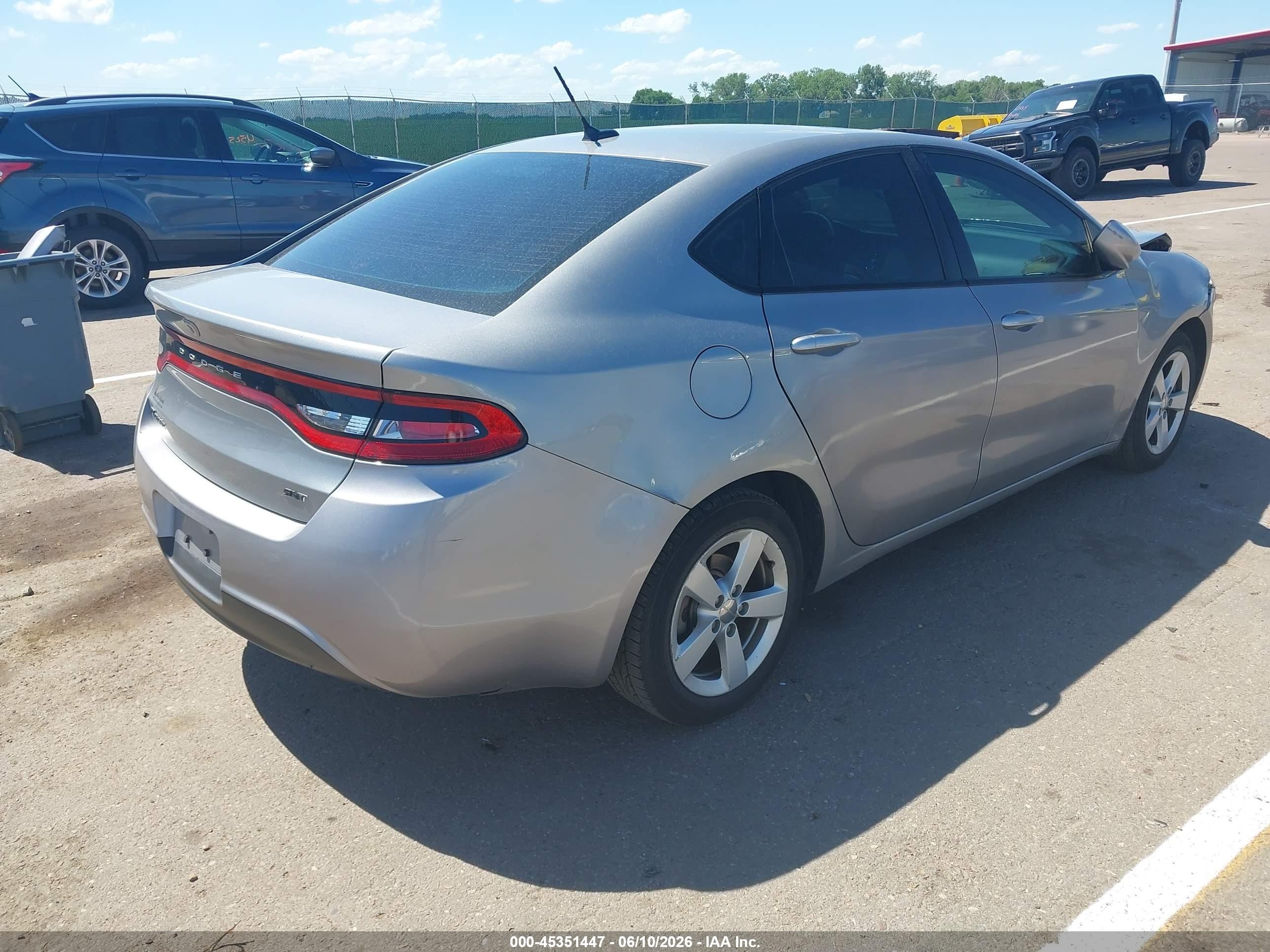 2015 Dodge Dart Sxt Silver vin: 1C3CDFBB6FD123794