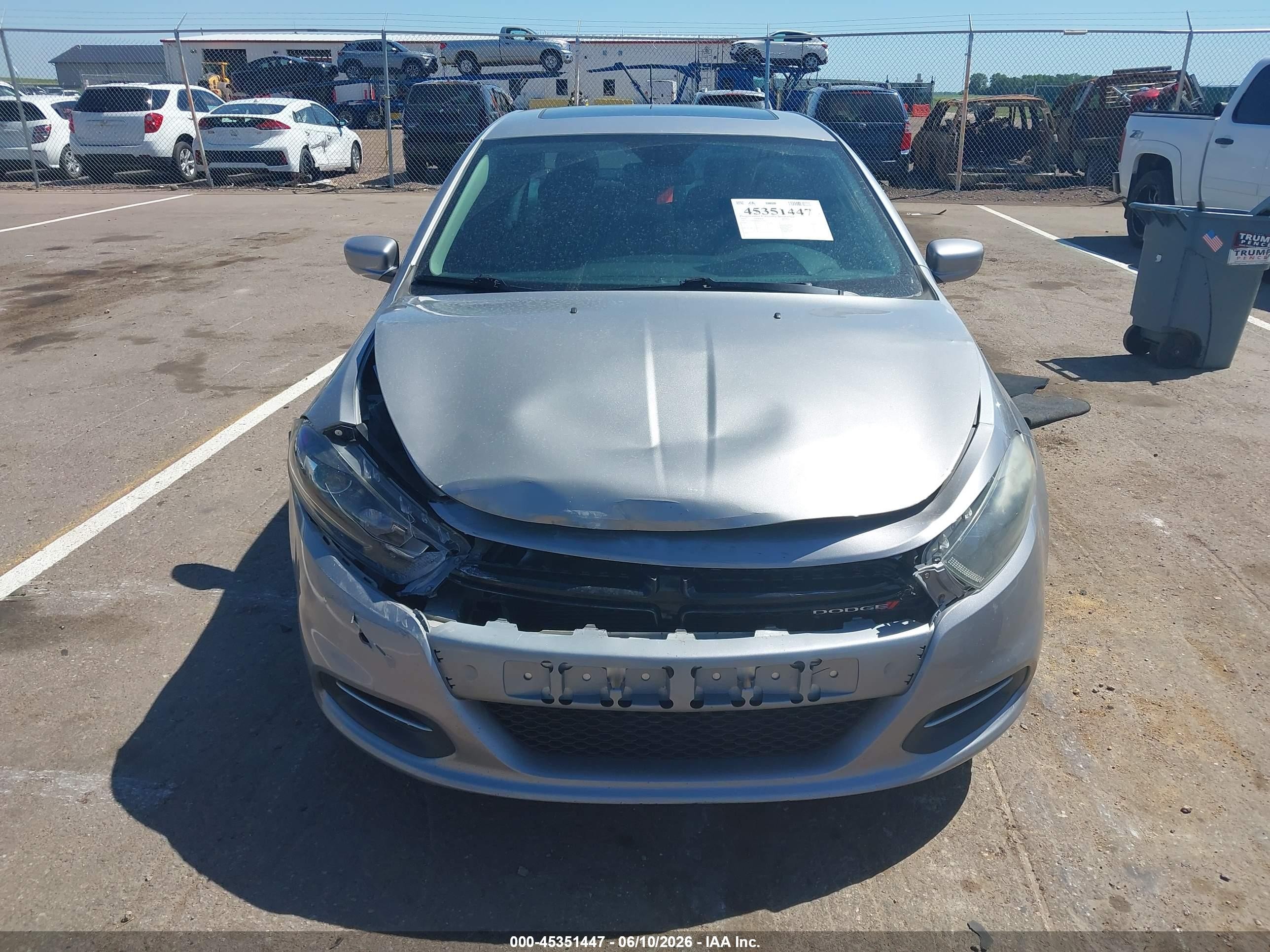2015 Dodge Dart Sxt Silver vin: 1C3CDFBB6FD123794