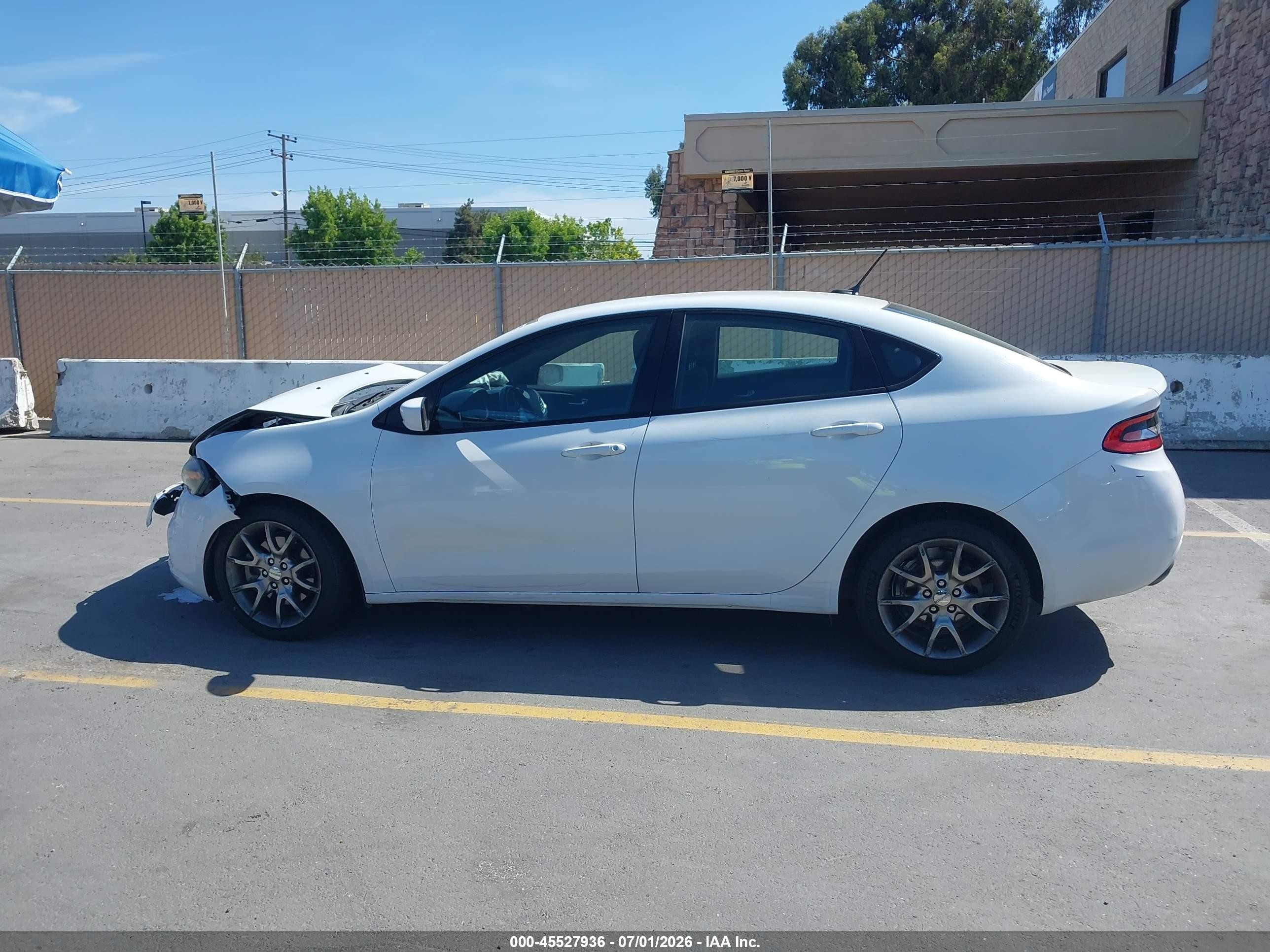 2015 Dodge Dart Sxt White vin: 1C3CDFBB6FD165608