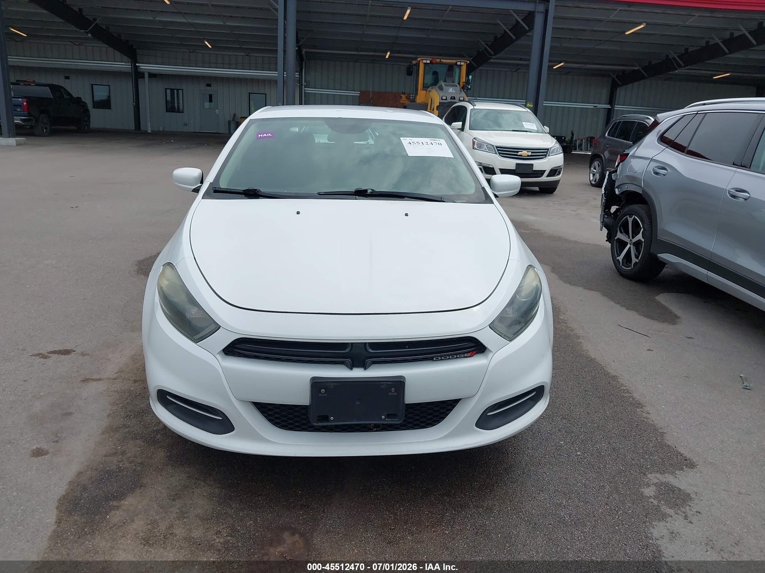 2015 Dodge Dart Sxt White vin: 1C3CDFBB6FD172722