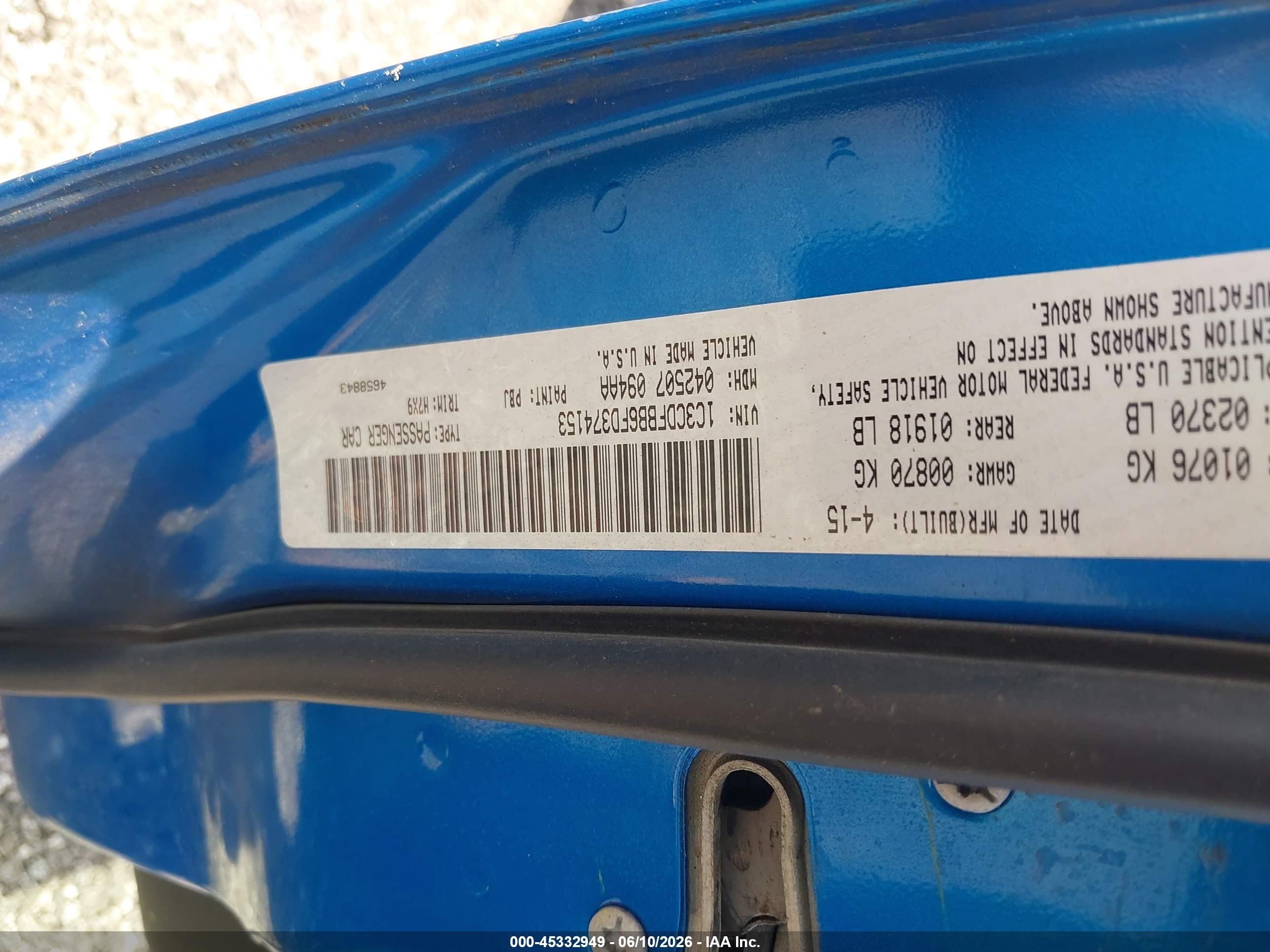 2015 Dodge Dart Sxt Blue vin: 1C3CDFBB6FD374153