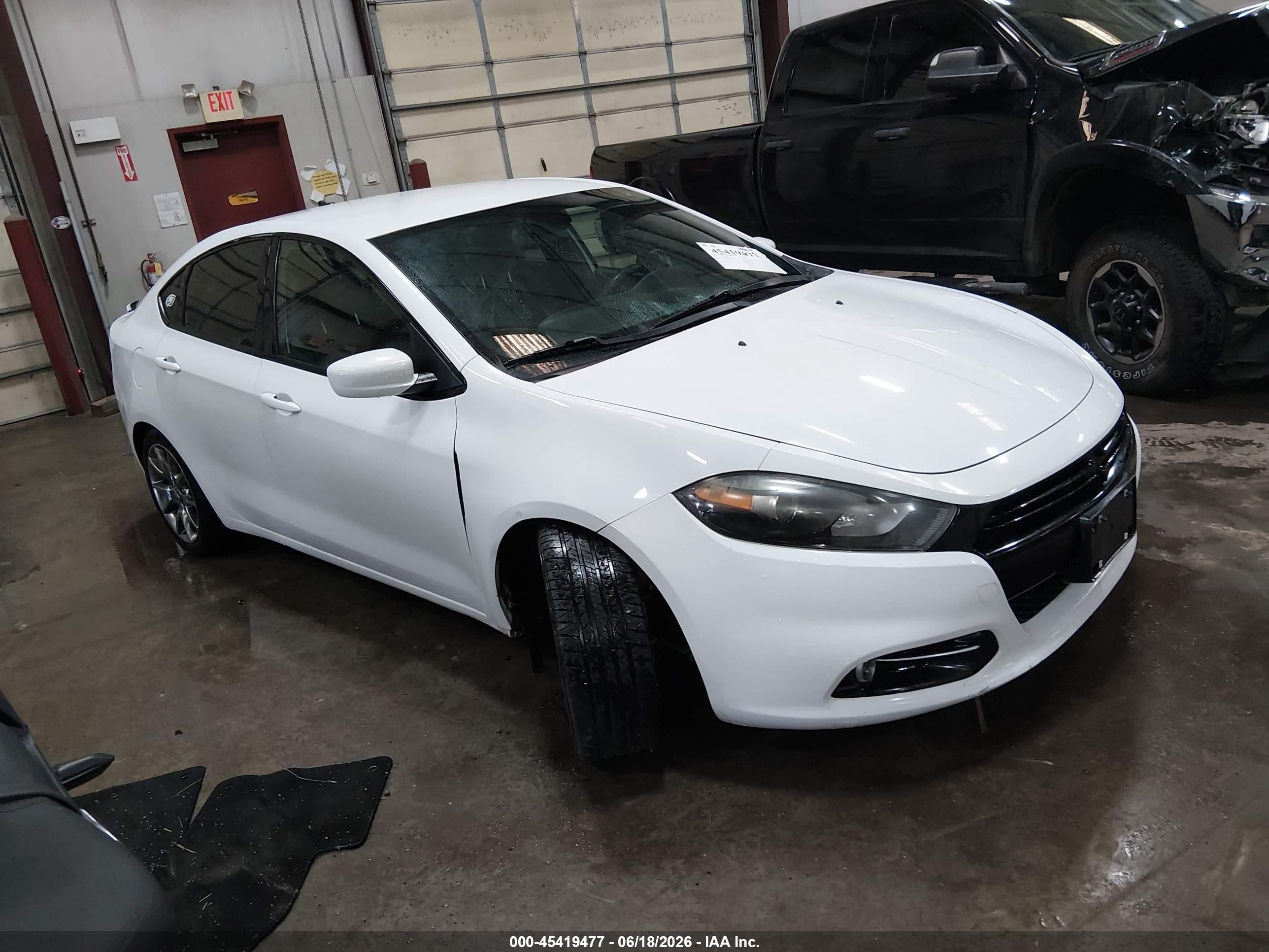 2015 Dodge Dart Sxt White vin: 1C3CDFBB7FD150289