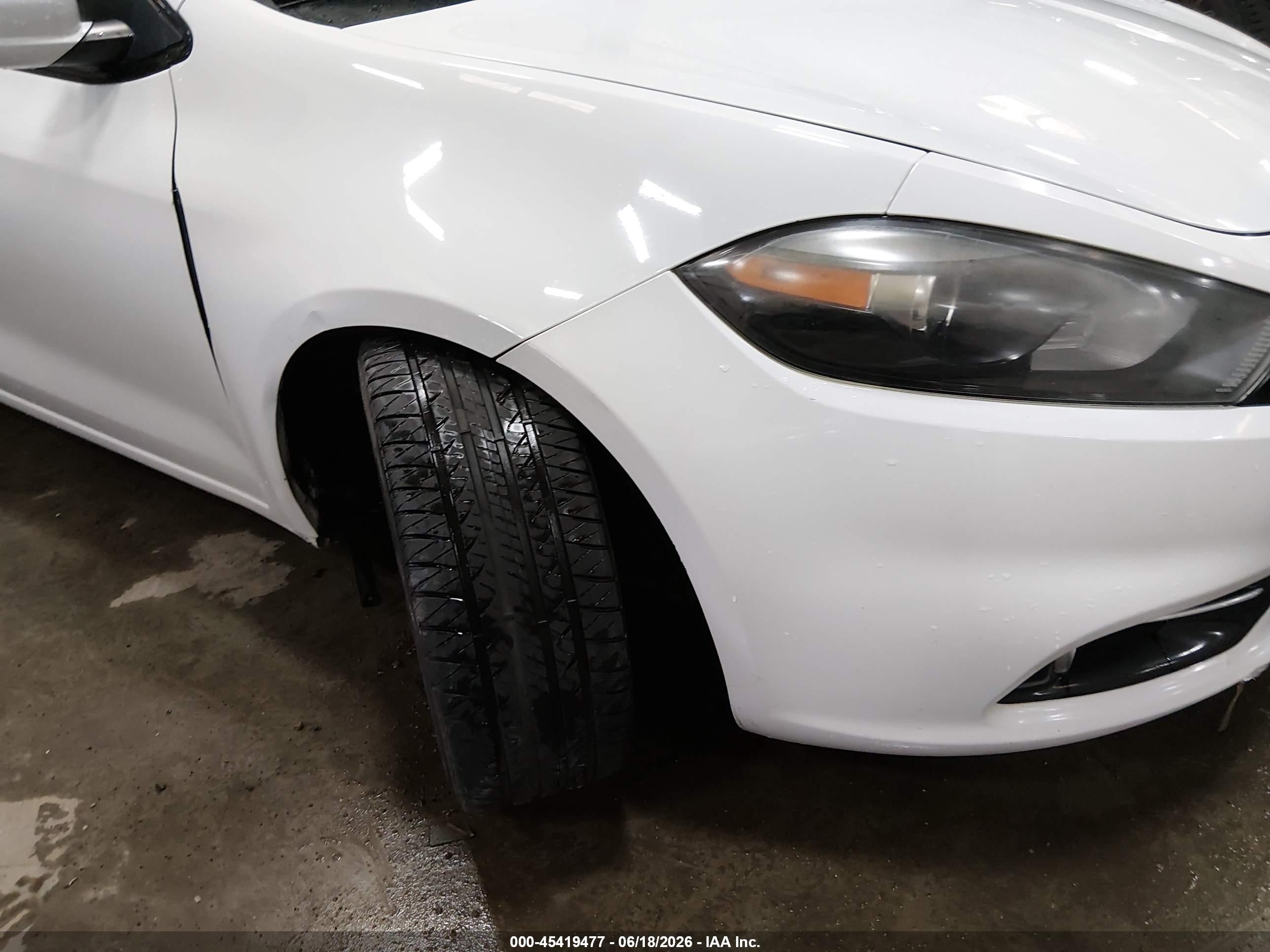 2015 Dodge Dart Sxt White vin: 1C3CDFBB7FD150289