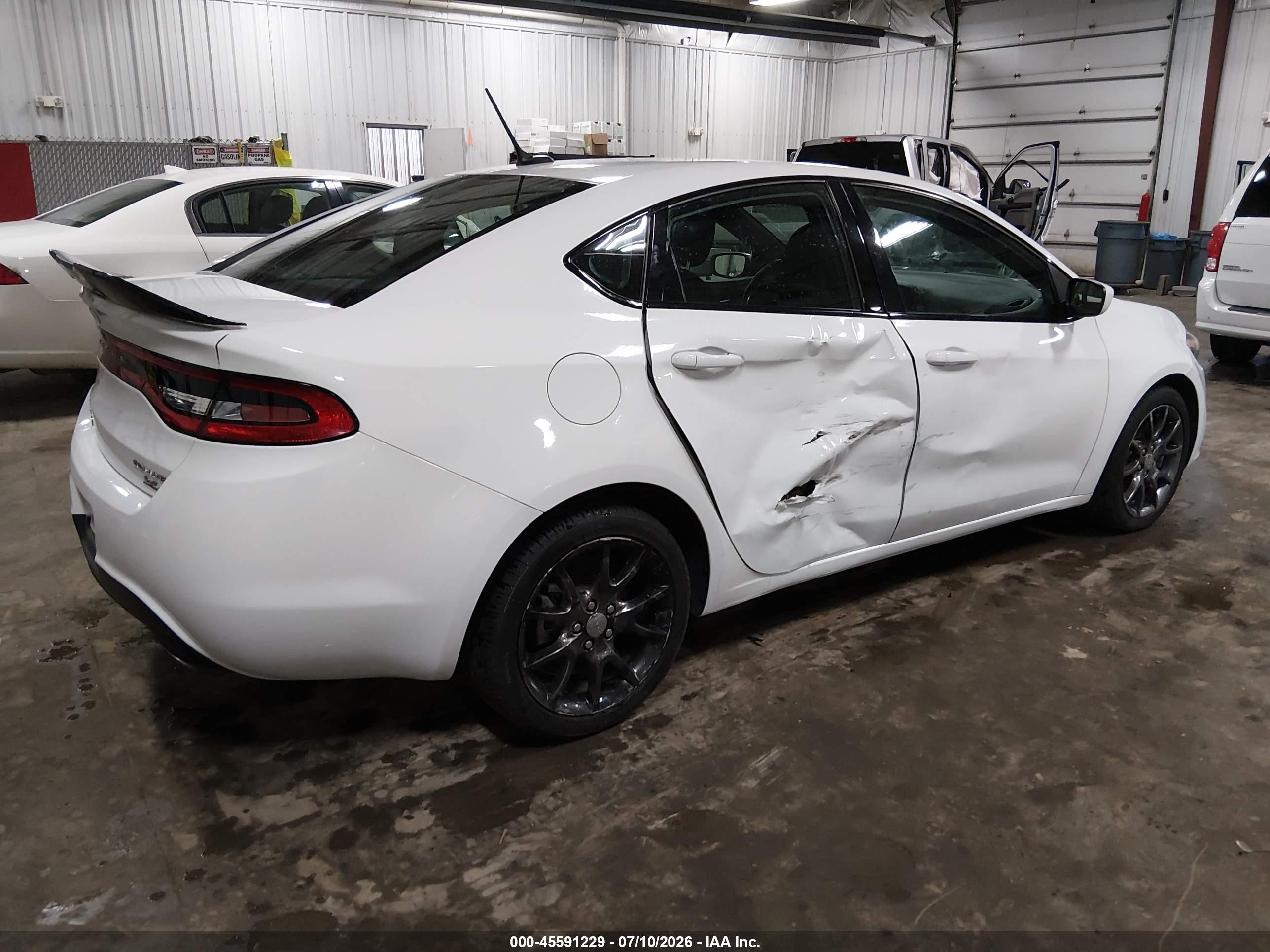 2014 Dodge Dart Sxt White vin: 1C3CDFBB8ED672086