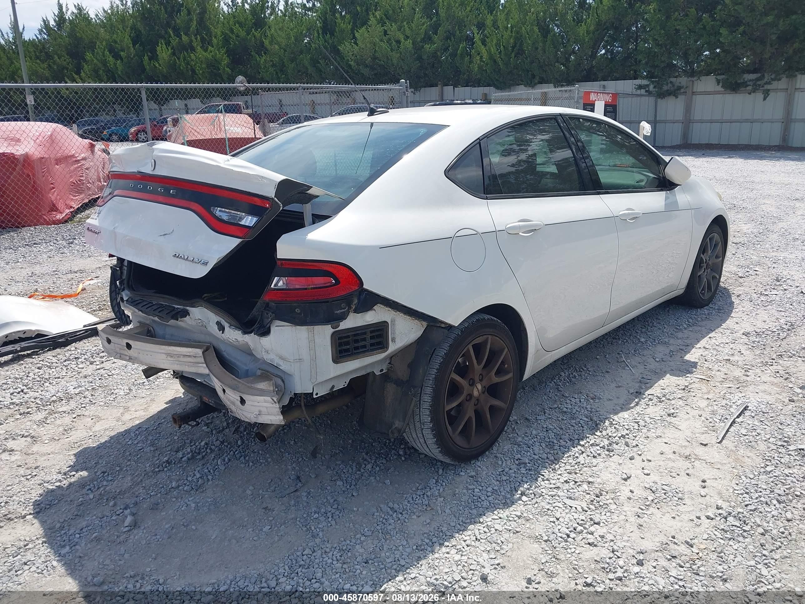 2015 Dodge Dart Sxt White vin: 1C3CDFBB8FD352607