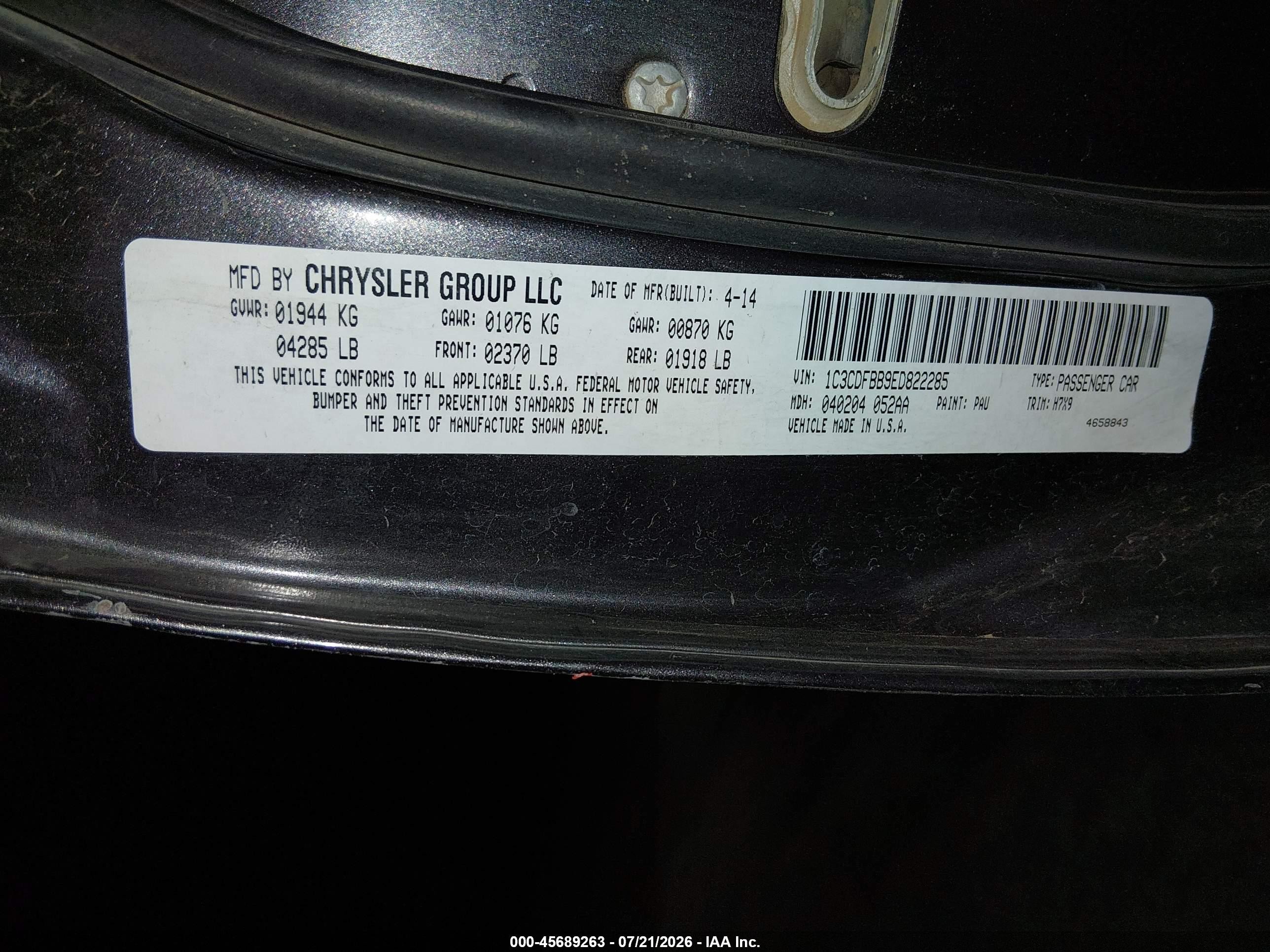 2014 Dodge Dart Sxt Gray vin: 1C3CDFBB9ED822285