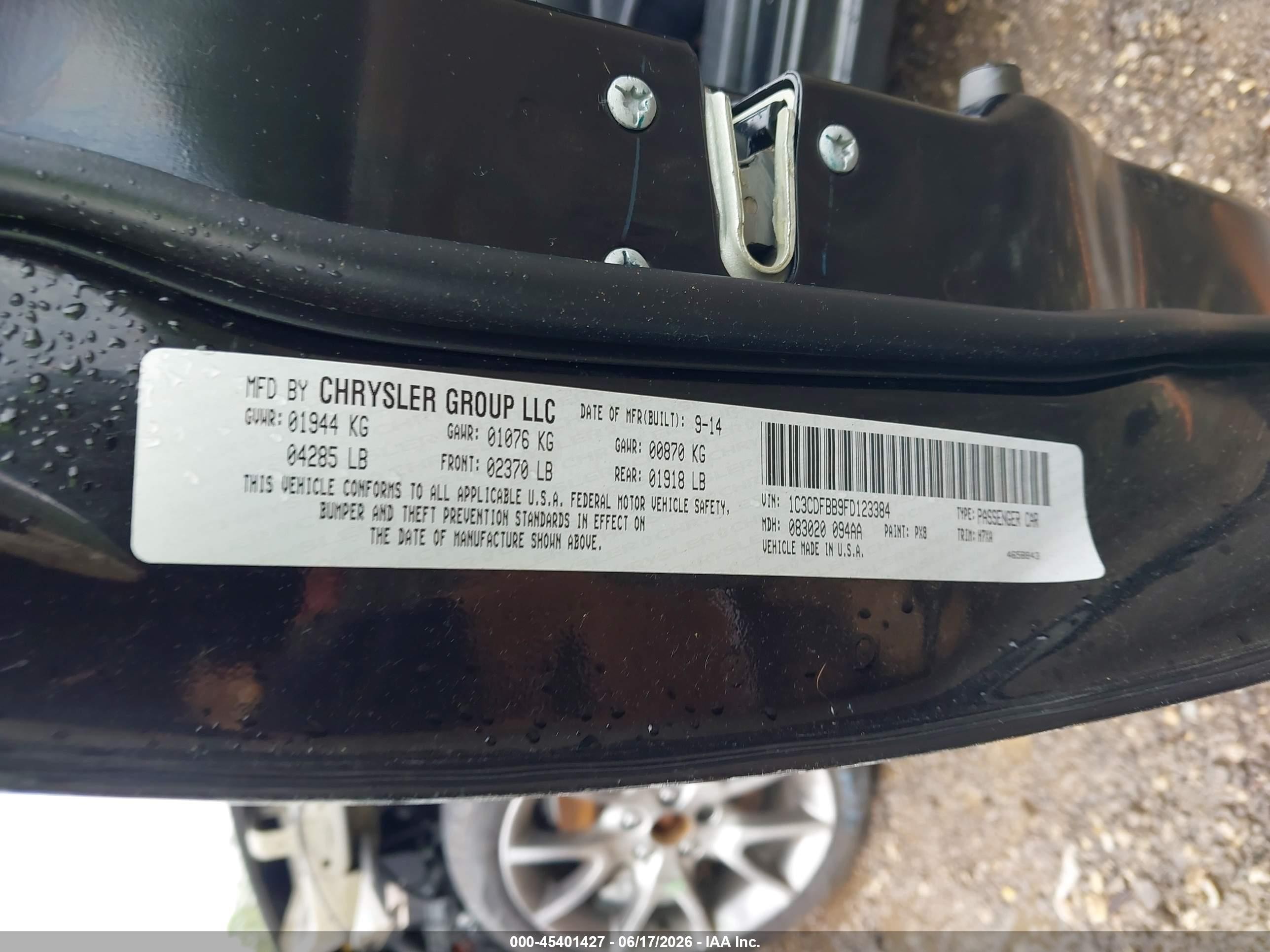 2015 Dodge Dart Sxt Black vin: 1C3CDFBB9FD123384