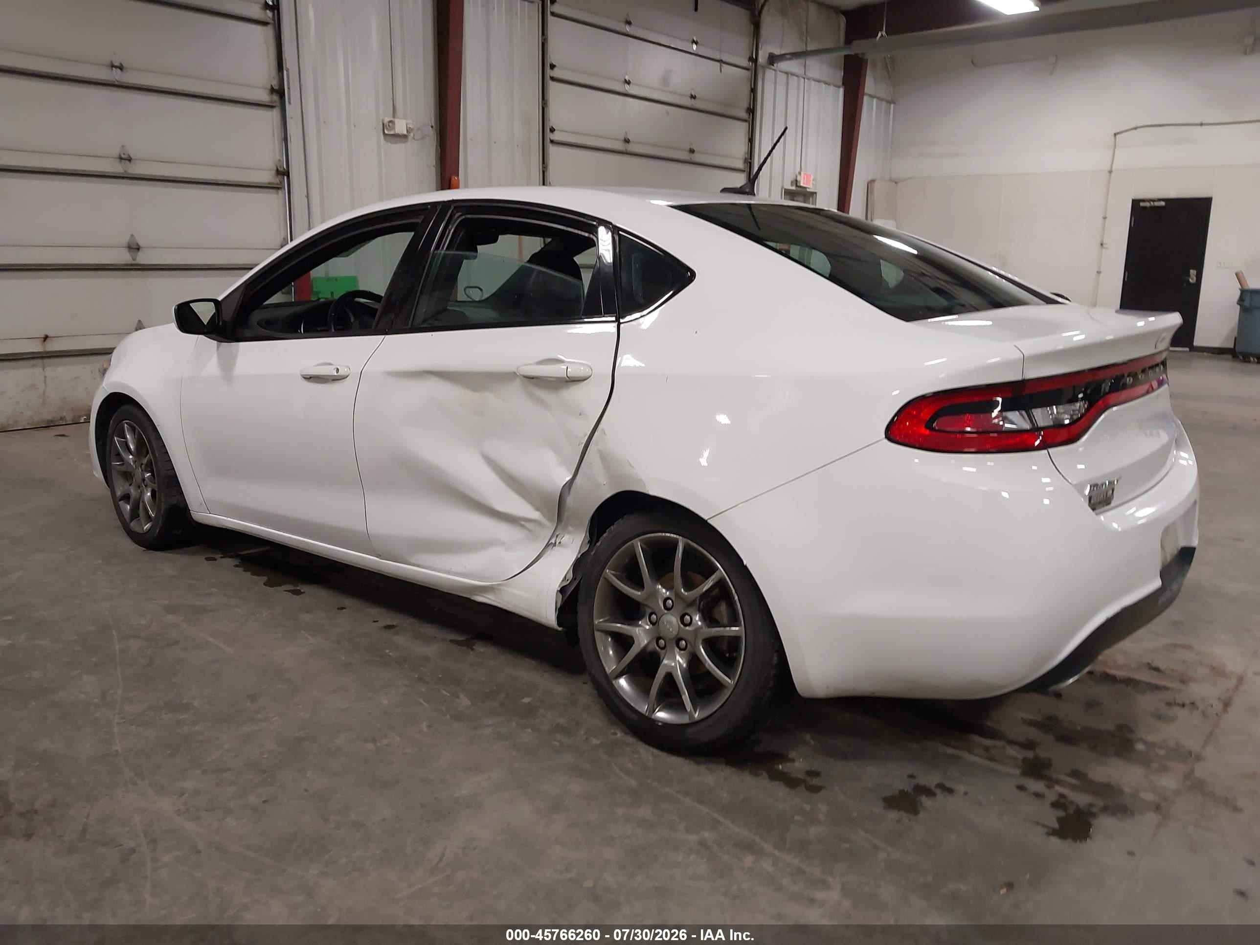2015 Dodge Dart Sxt White vin: 1C3CDFBB9FD201016