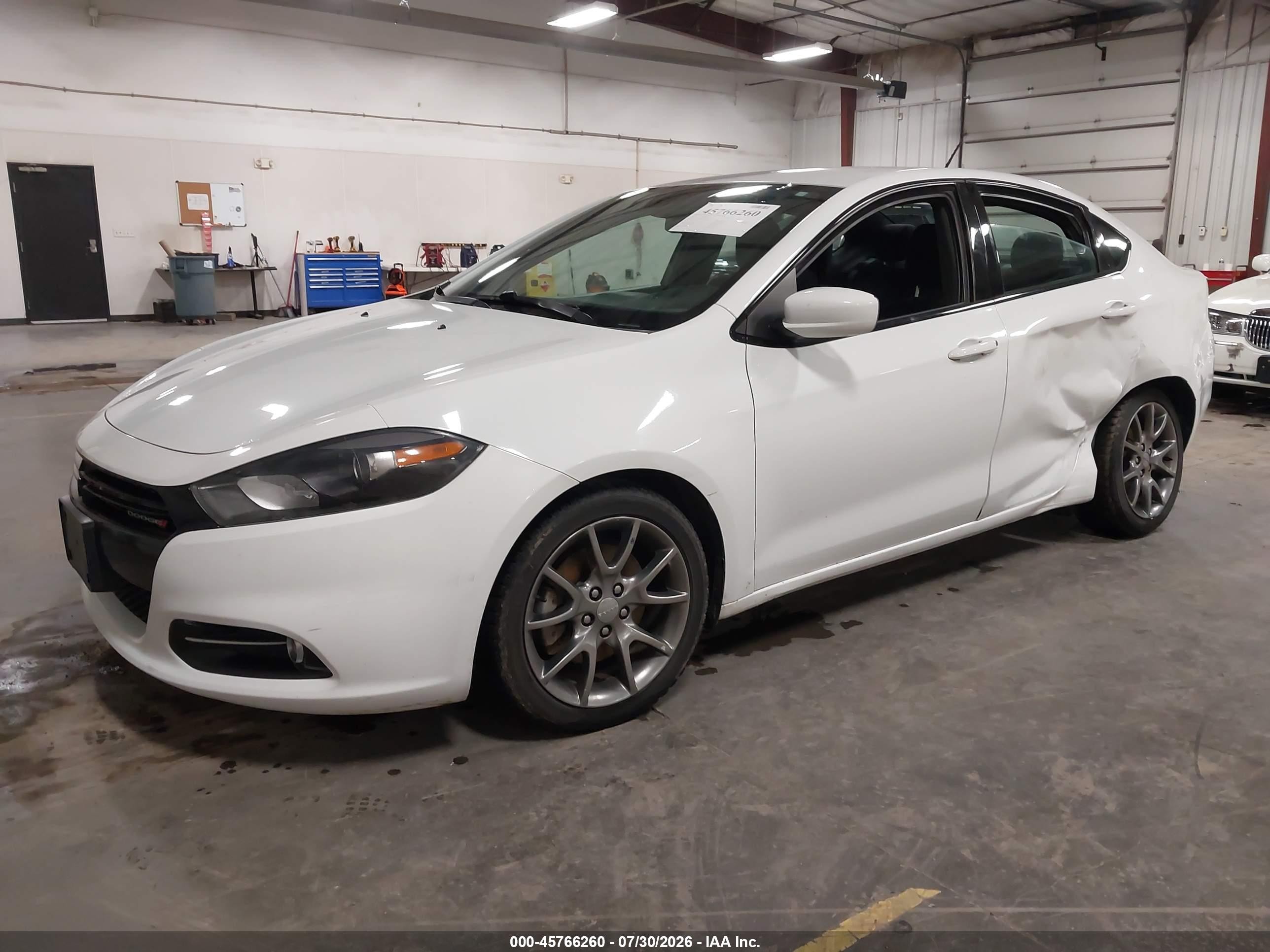 2015 Dodge Dart Sxt White vin: 1C3CDFBB9FD201016
