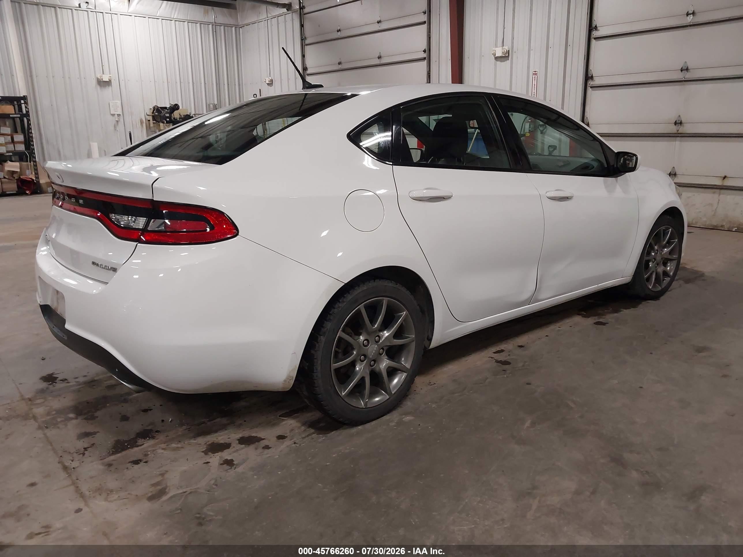 2015 Dodge Dart Sxt White vin: 1C3CDFBB9FD201016