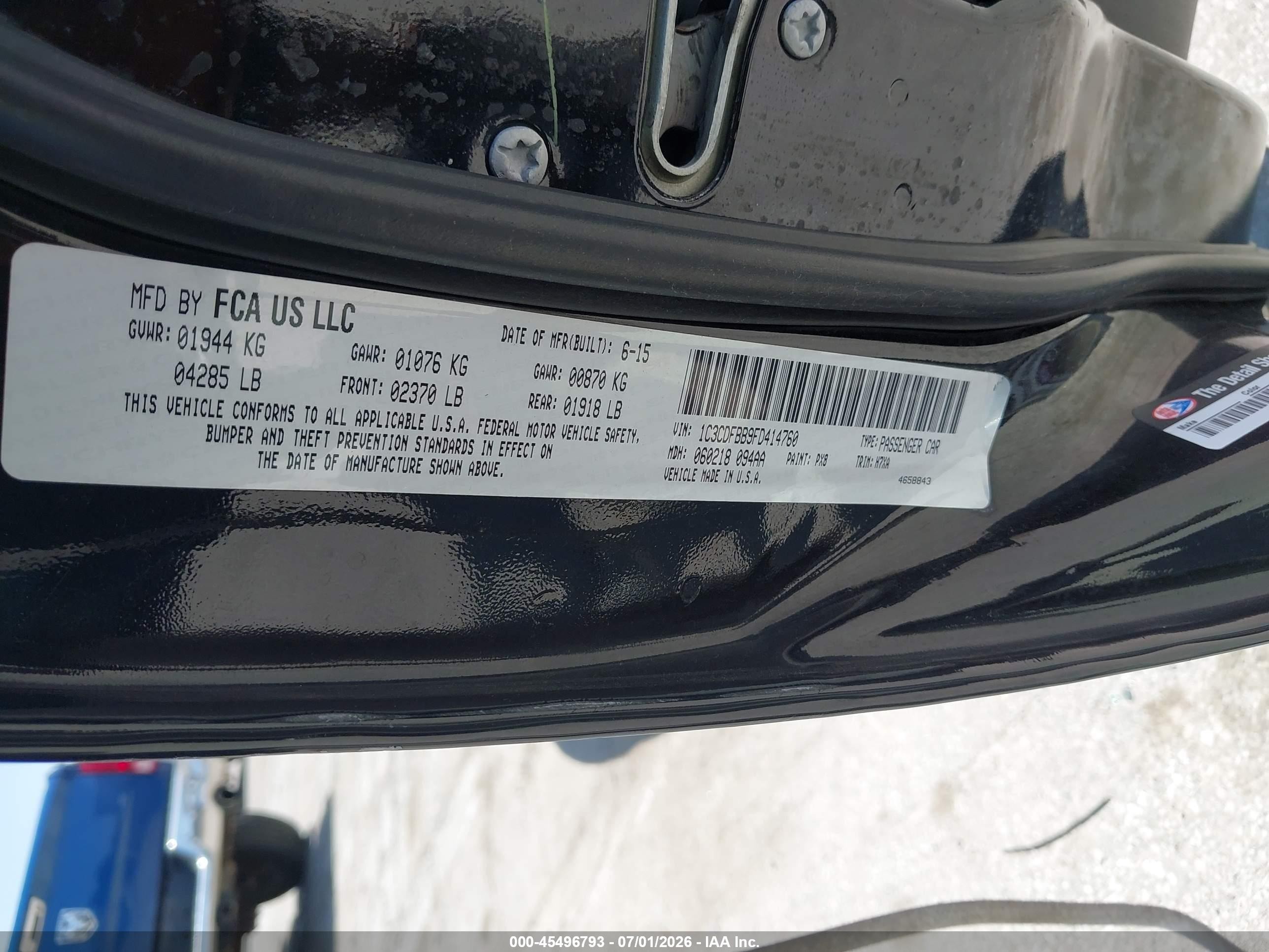 2015 Dodge Dart Sxt Black vin: 1C3CDFBB9FD414760