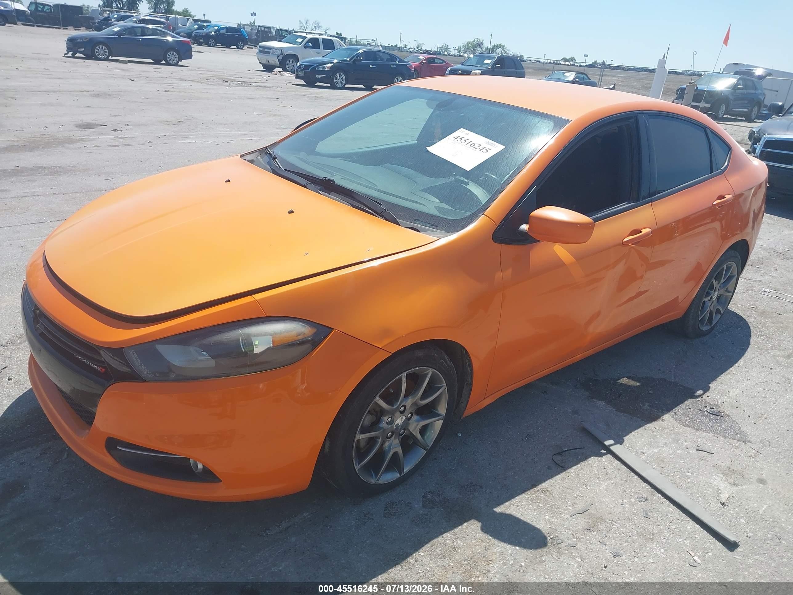 2014 Dodge Dart Sxt Orange vin: 1C3CDFBBXED786767