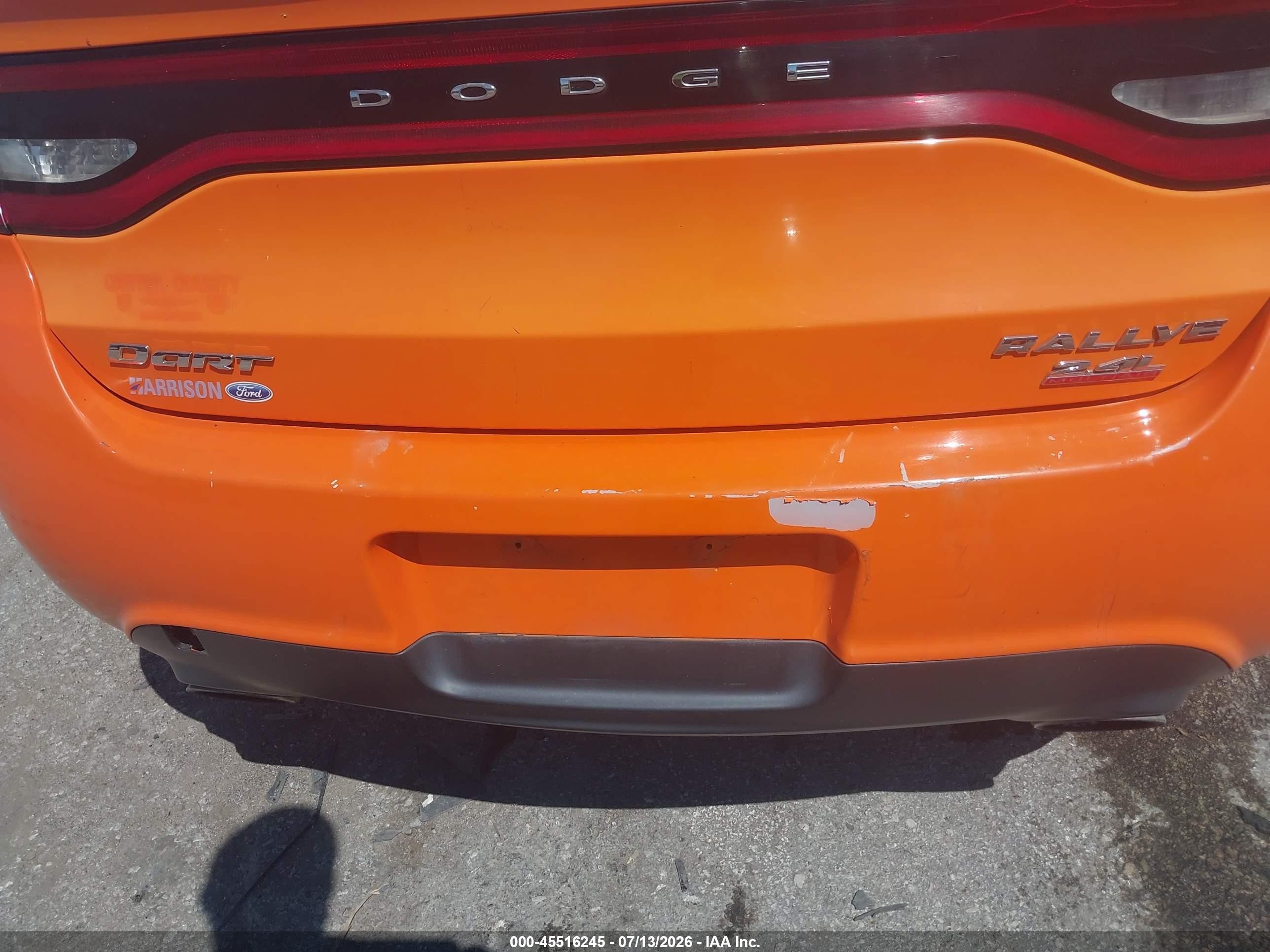 2014 Dodge Dart Sxt Orange vin: 1C3CDFBBXED786767