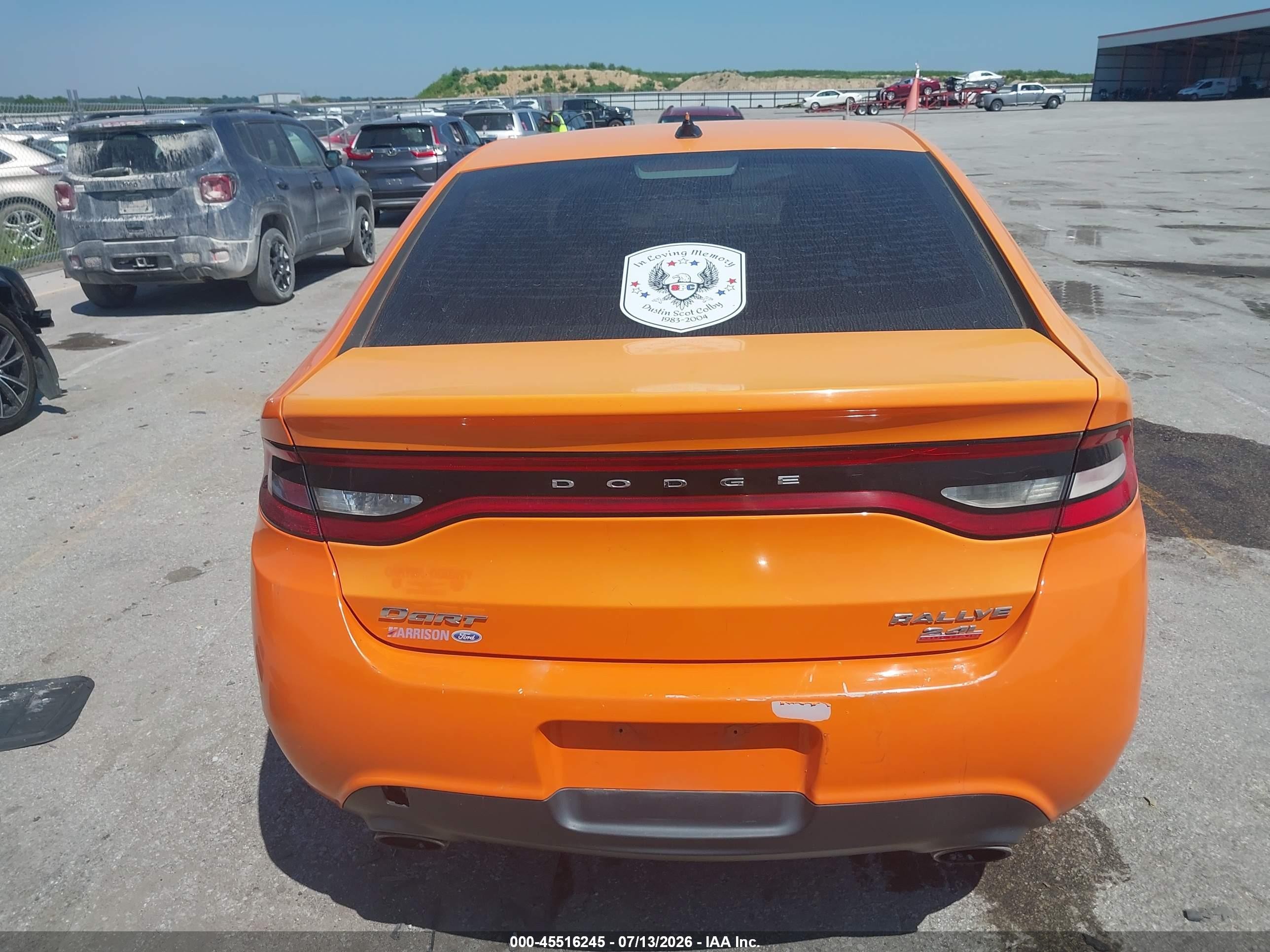 2014 Dodge Dart Sxt Orange vin: 1C3CDFBBXED786767