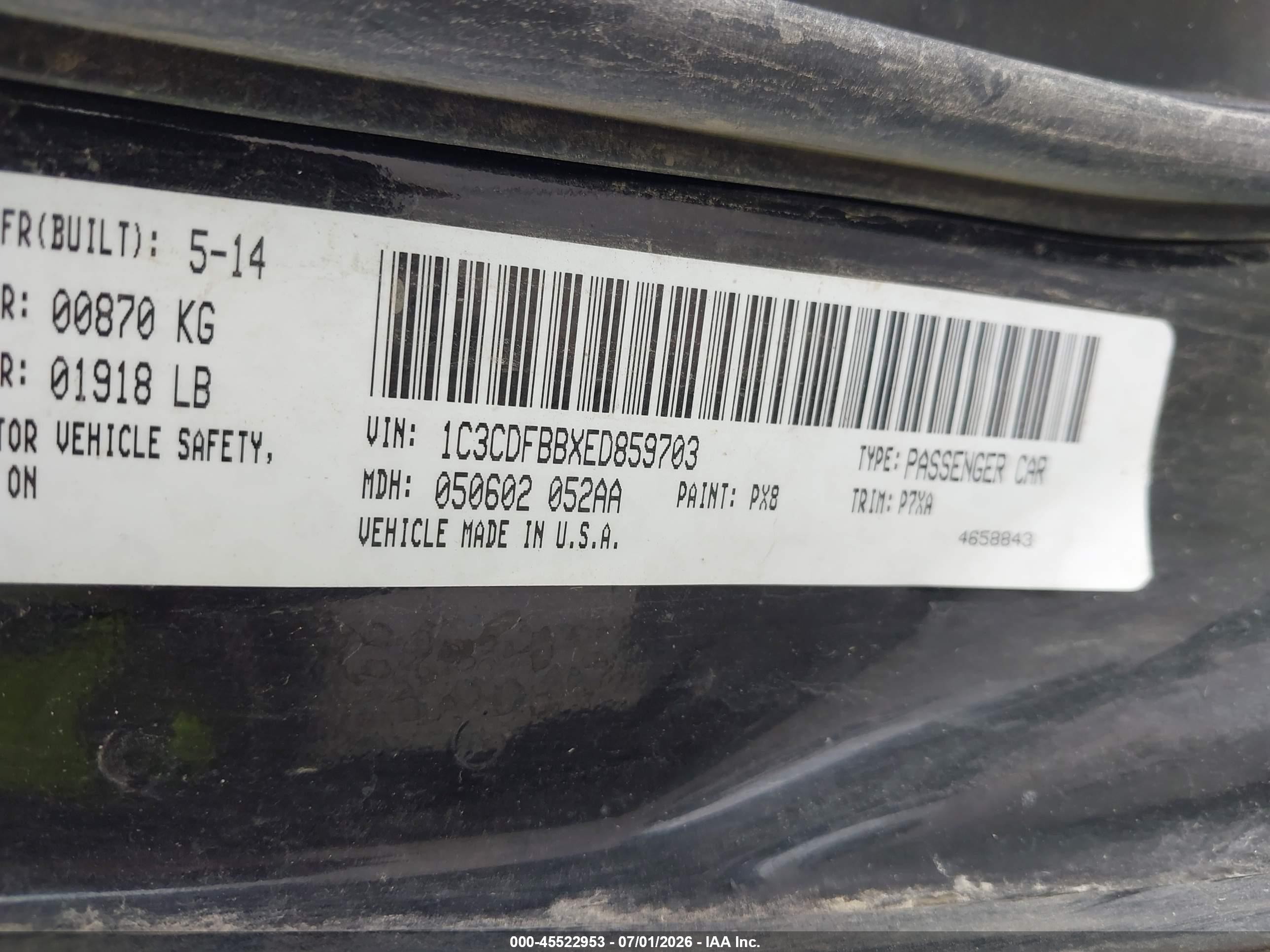 2014 Dodge Dart Sxt Black vin: 1C3CDFBBXED859703