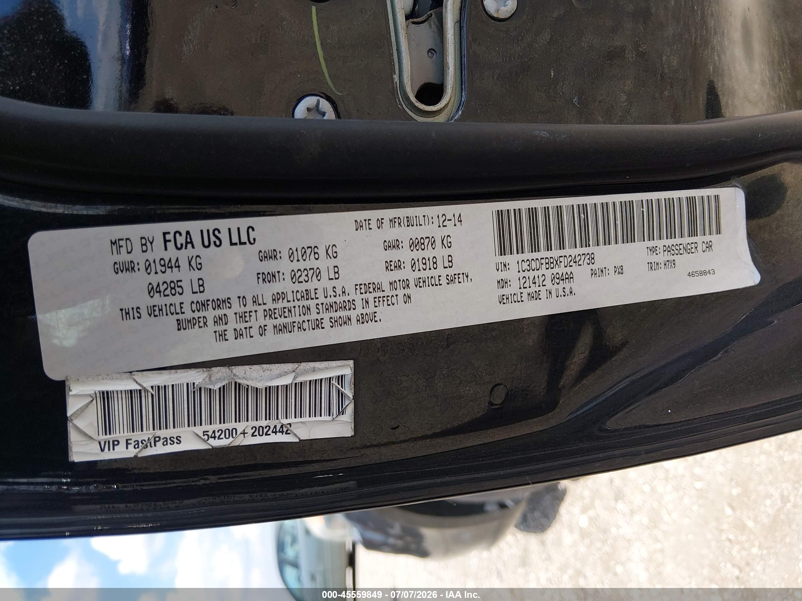 2015 Dodge Dart Sxt Black vin: 1C3CDFBBXFD242738