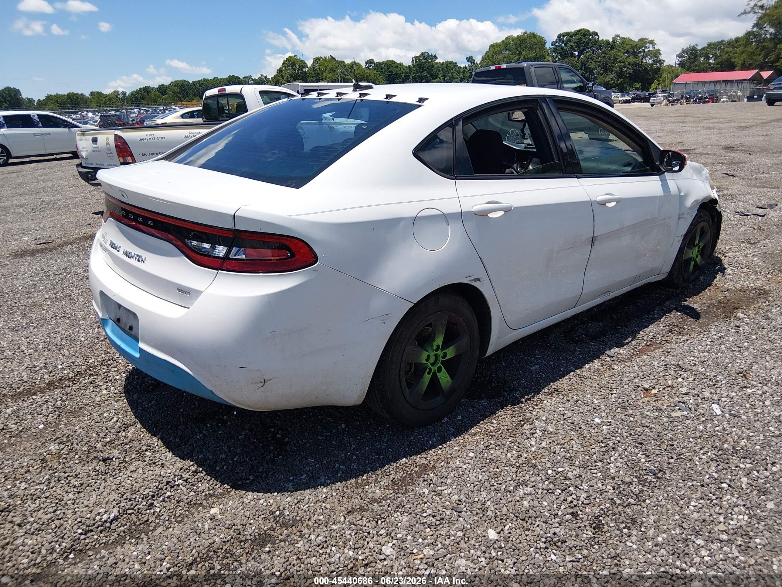 2015 Dodge Dart Sxt White vin: 1C3CDFBBXFD404819