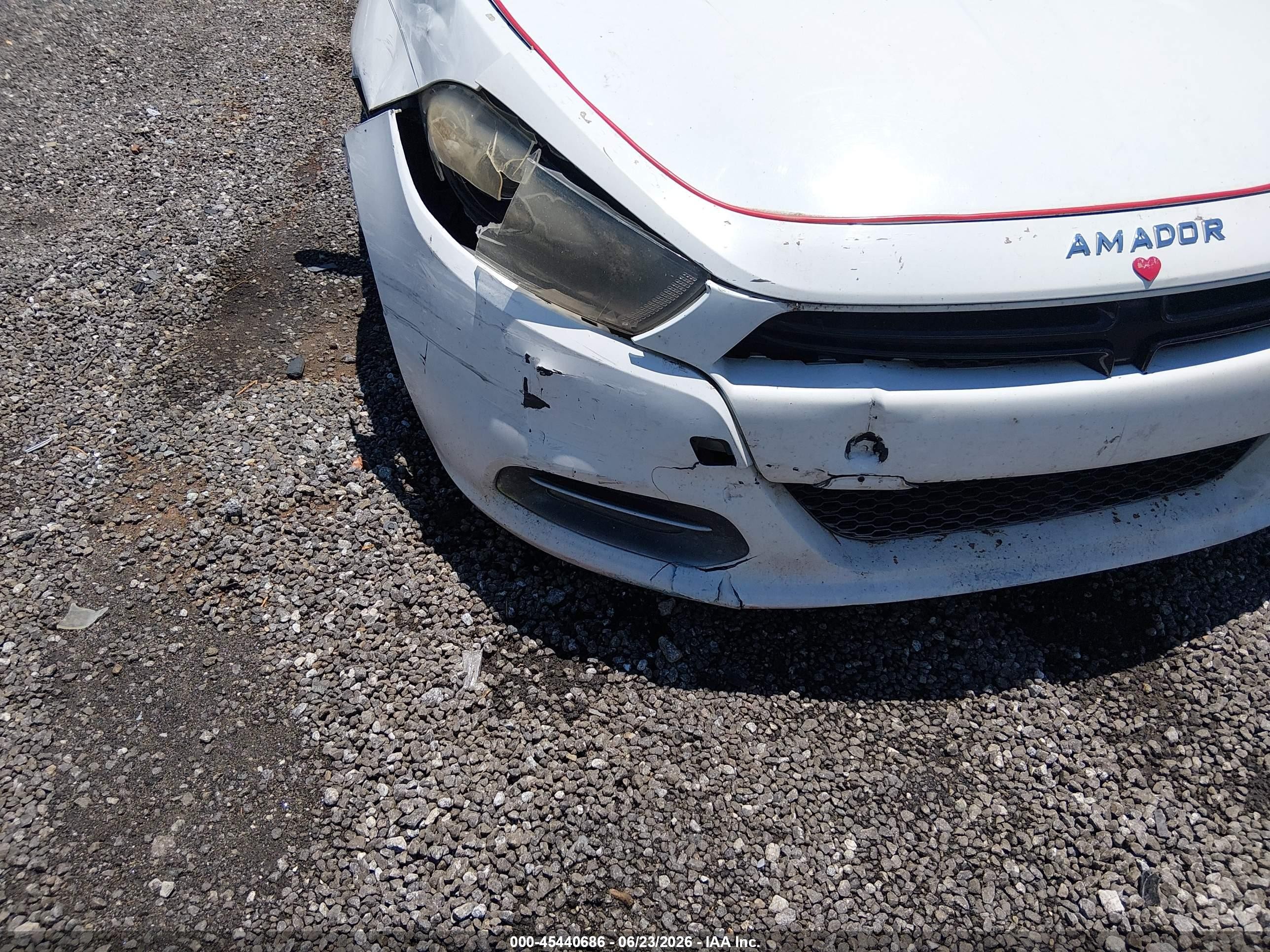 2015 Dodge Dart Sxt White vin: 1C3CDFBBXFD404819