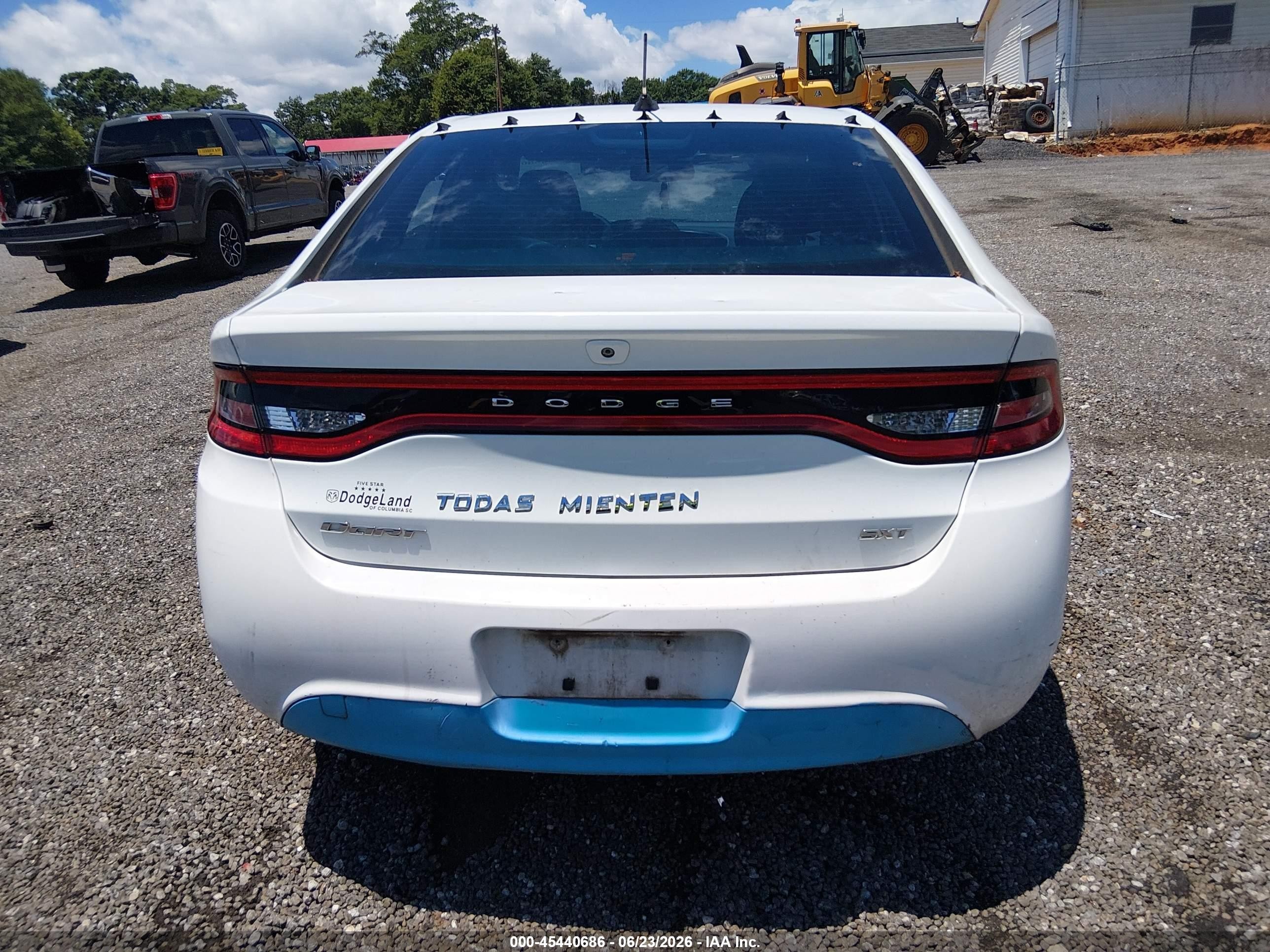 2015 Dodge Dart Sxt White vin: 1C3CDFBBXFD404819