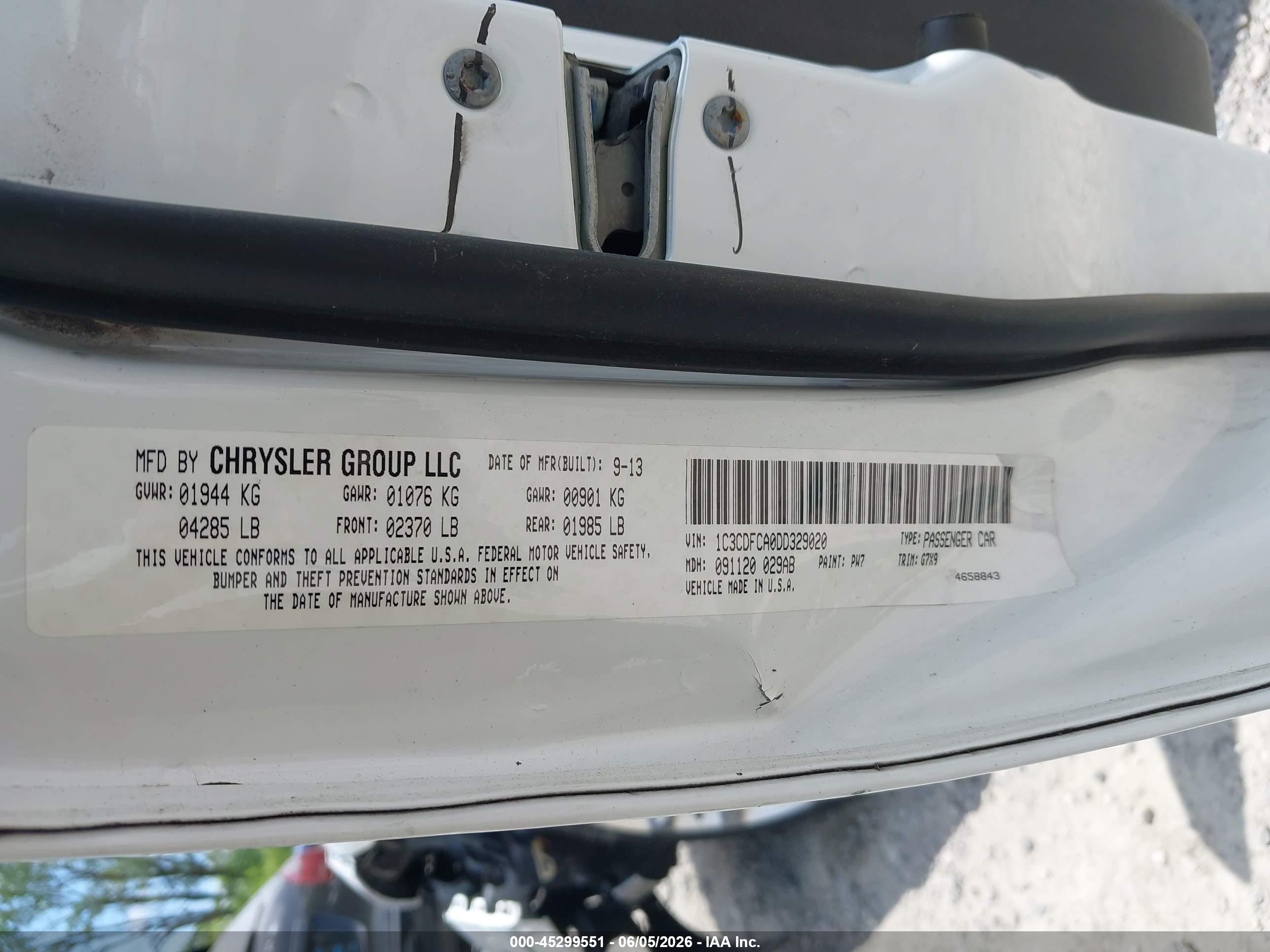 2013 Dodge Dart Limited White vin: 1C3CDFCA0DD329020