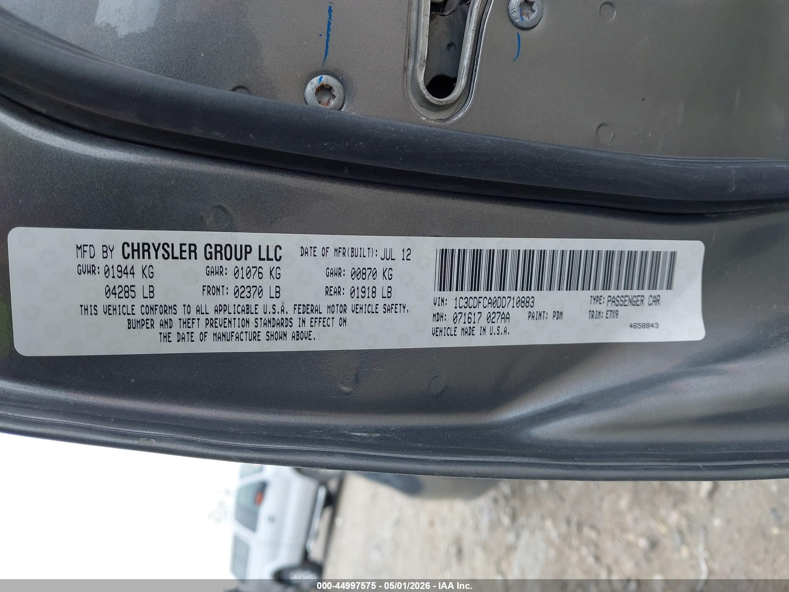 2013 Dodge Dart Limited Серый vin: 1C3CDFCA0DD710883