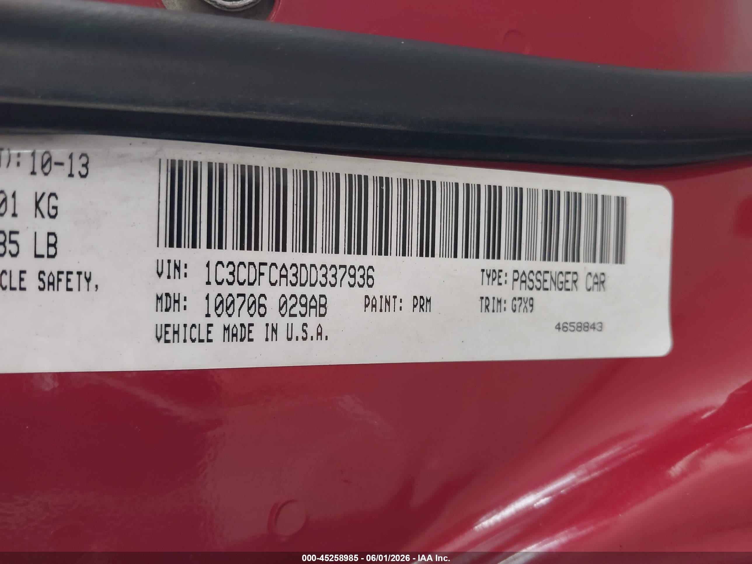2013 Dodge Dart Limited Red vin: 1C3CDFCA3DD337936