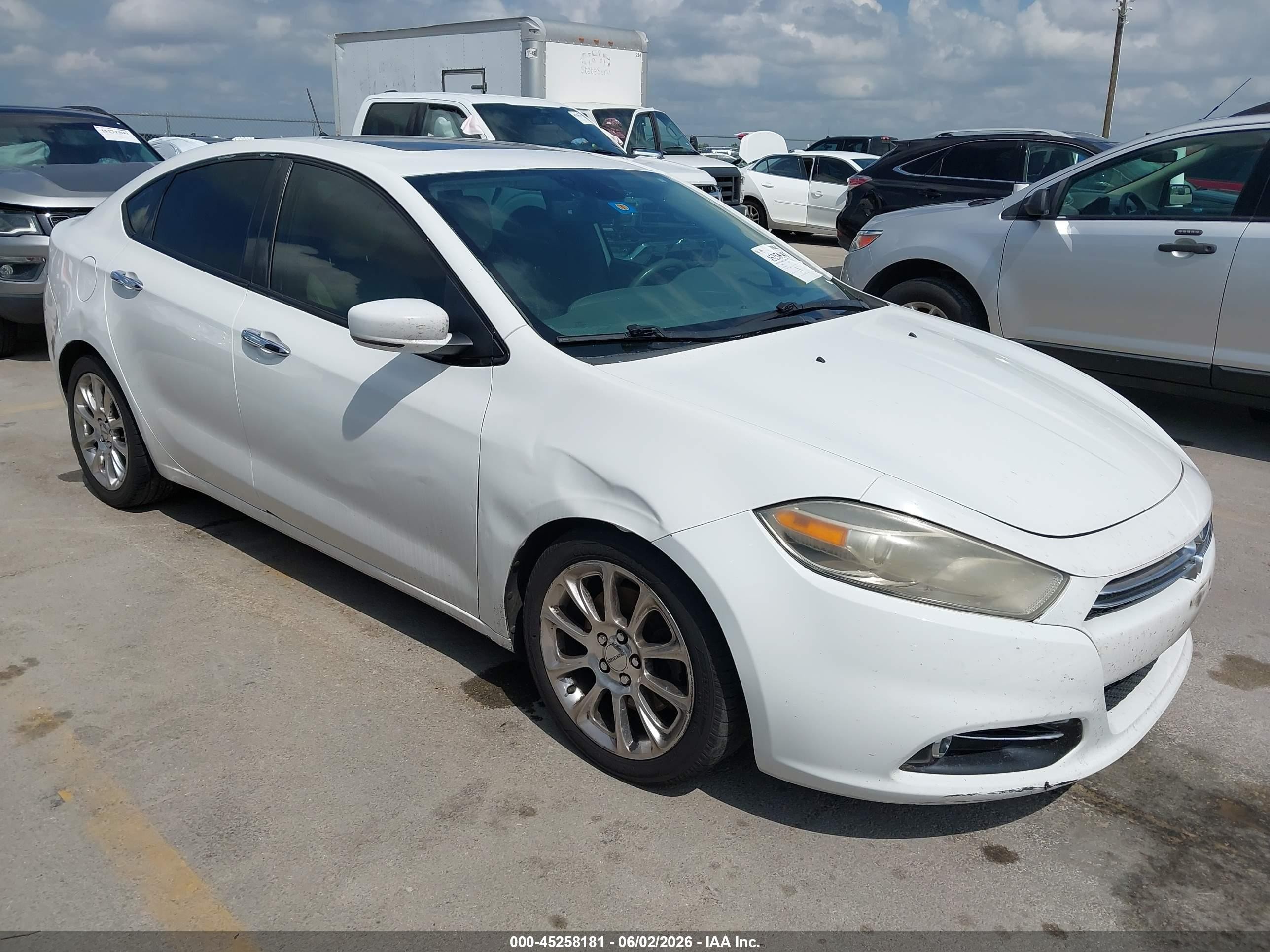 2013 Dodge Dart Limited White vin: 1C3CDFCA5DD132568
