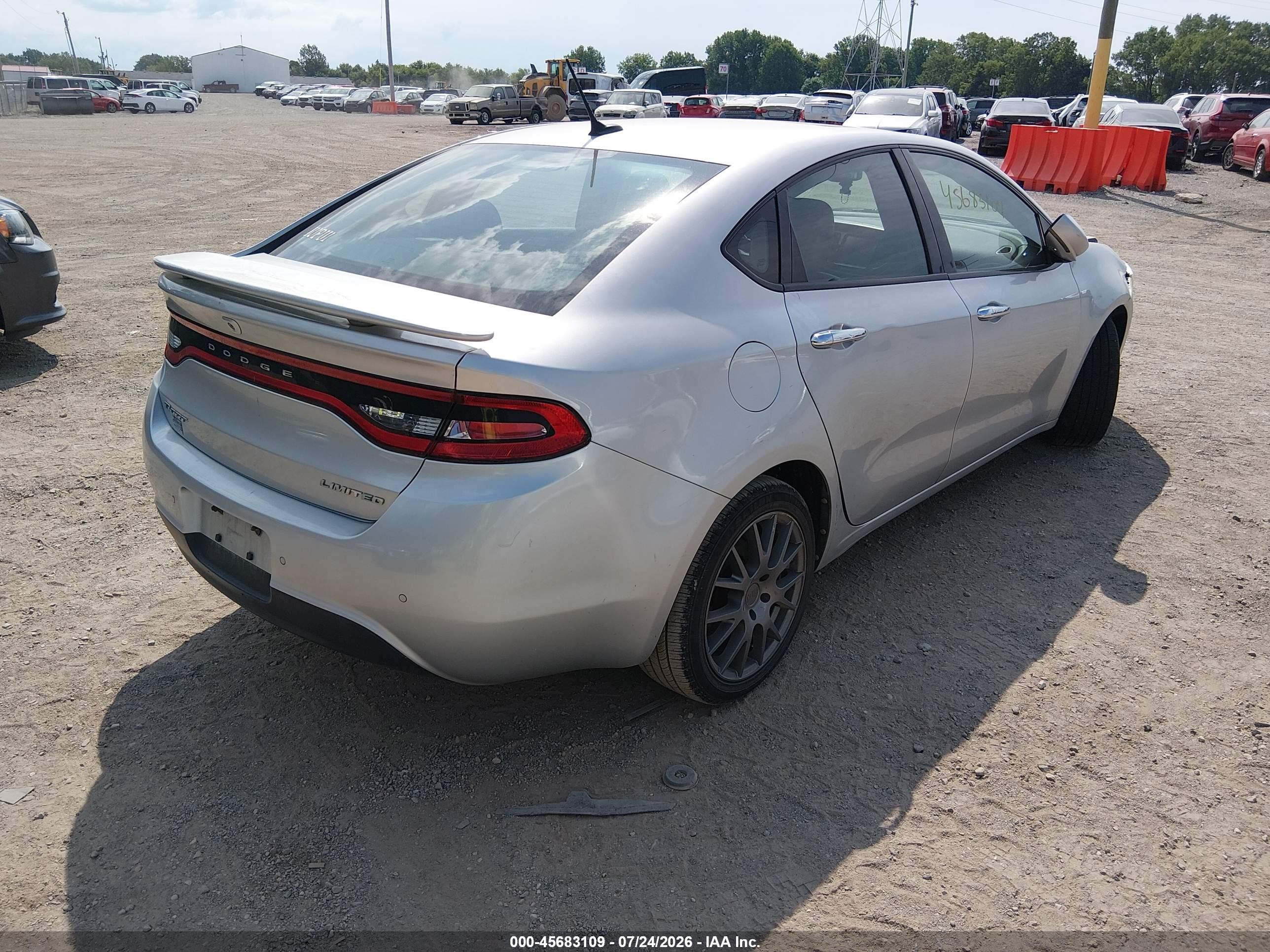 2013 Dodge Dart Limited Silver vin: 1C3CDFCA7DD106859