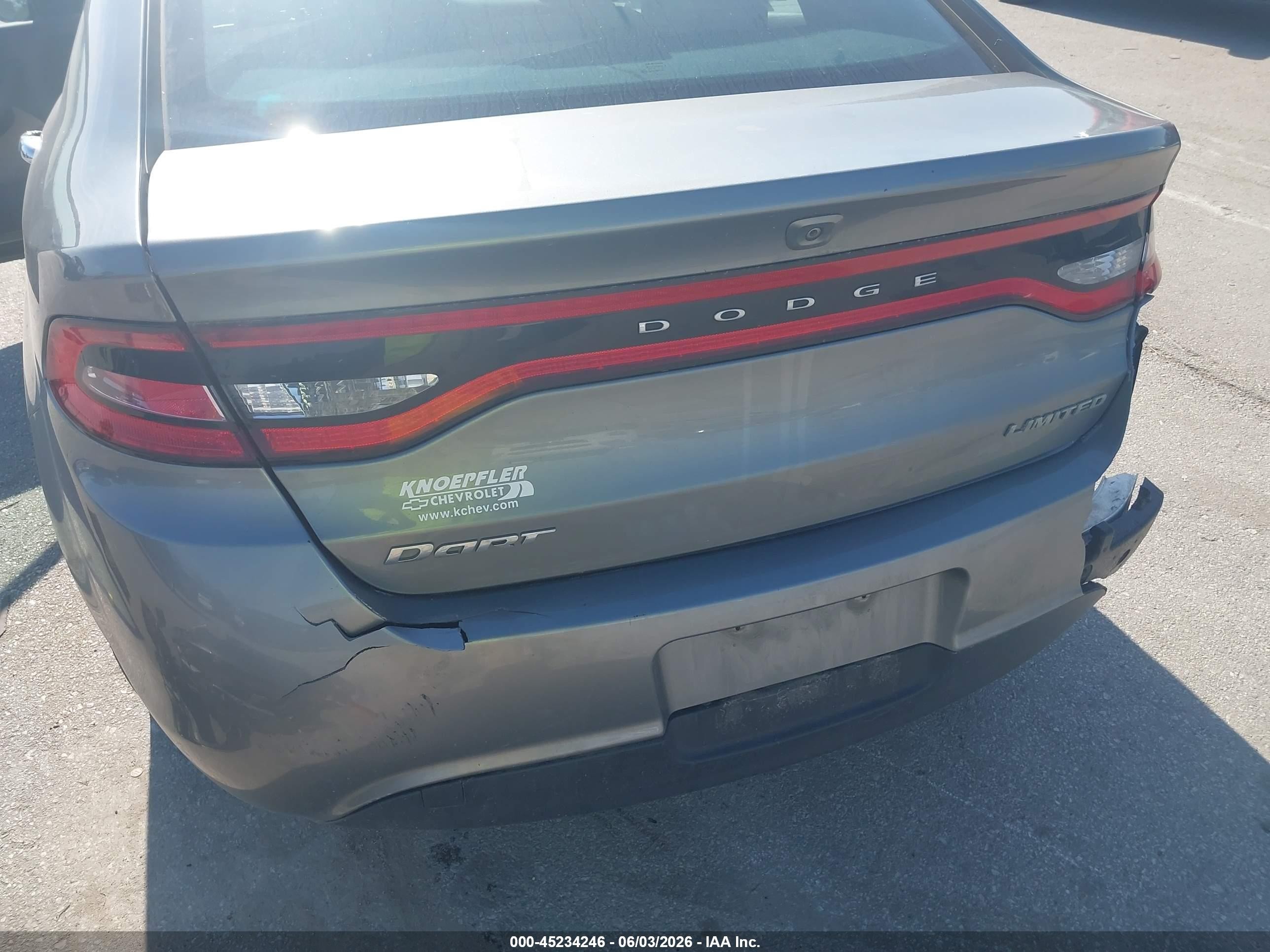 2013 Dodge Dart Limited Gray vin: 1C3CDFCA7DD131504