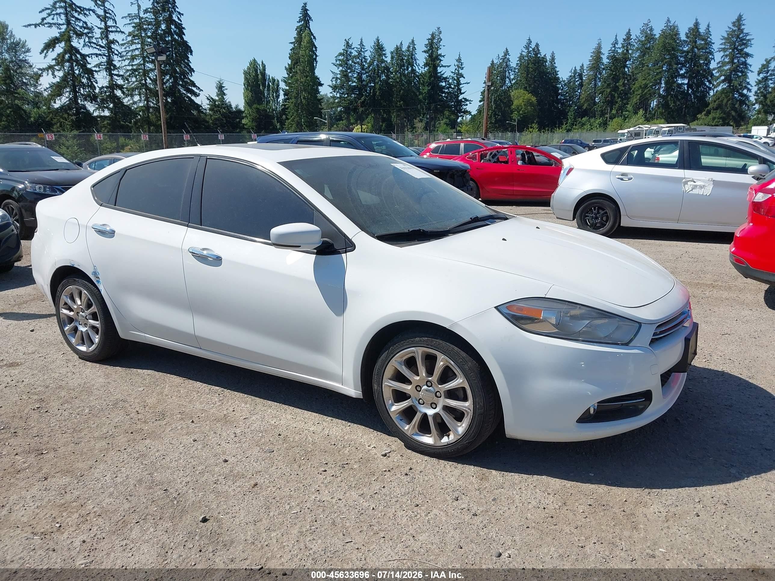 2013 Dodge Dart Limited White vin: 1C3CDFCA9DD204548