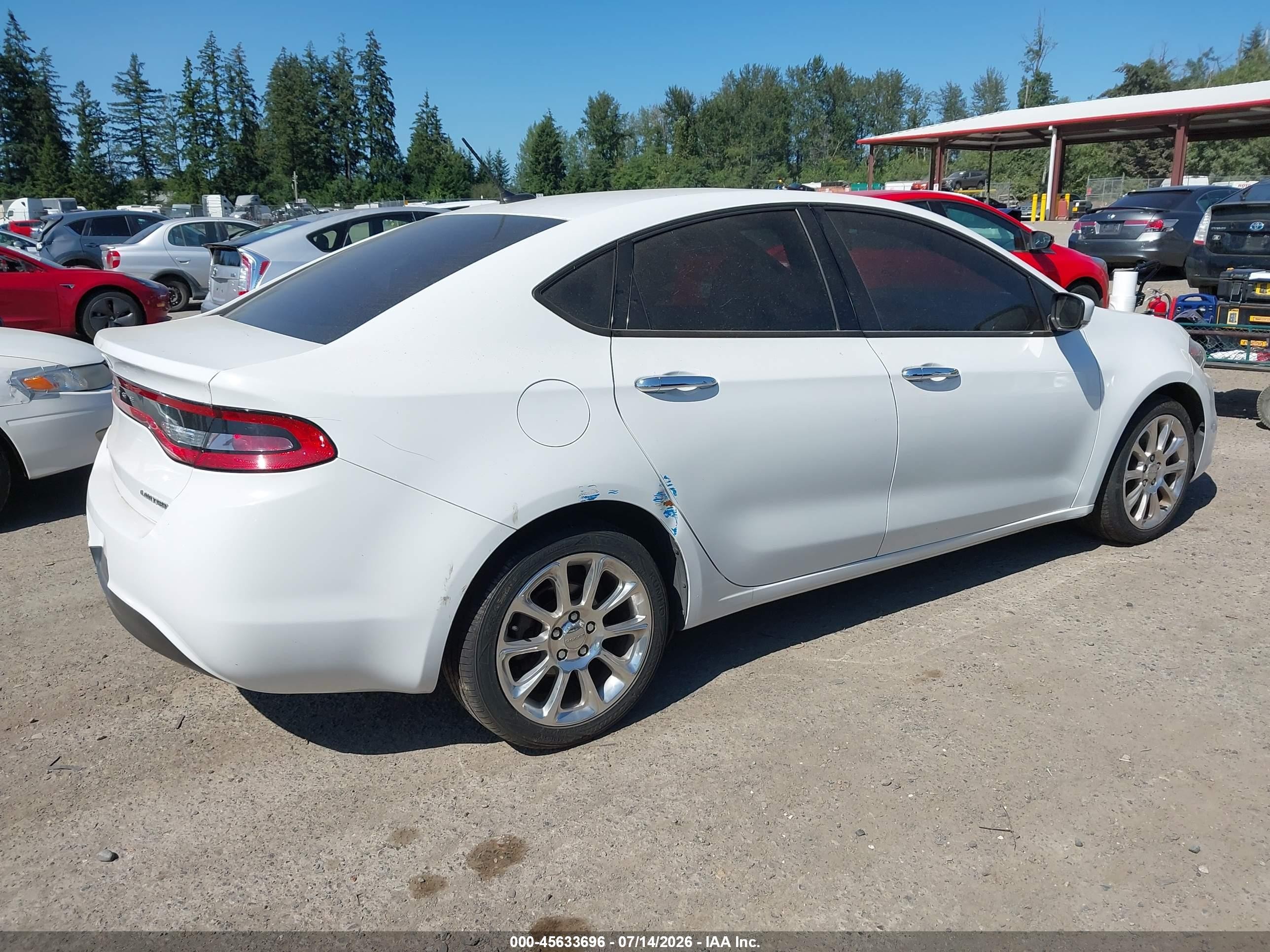 2013 Dodge Dart Limited White vin: 1C3CDFCA9DD204548