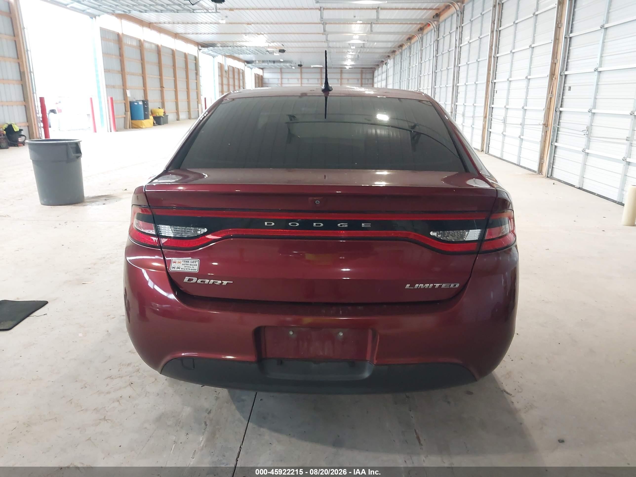 2015 Dodge Dart Limited Красный vin: 1C3CDFCB0FD266996