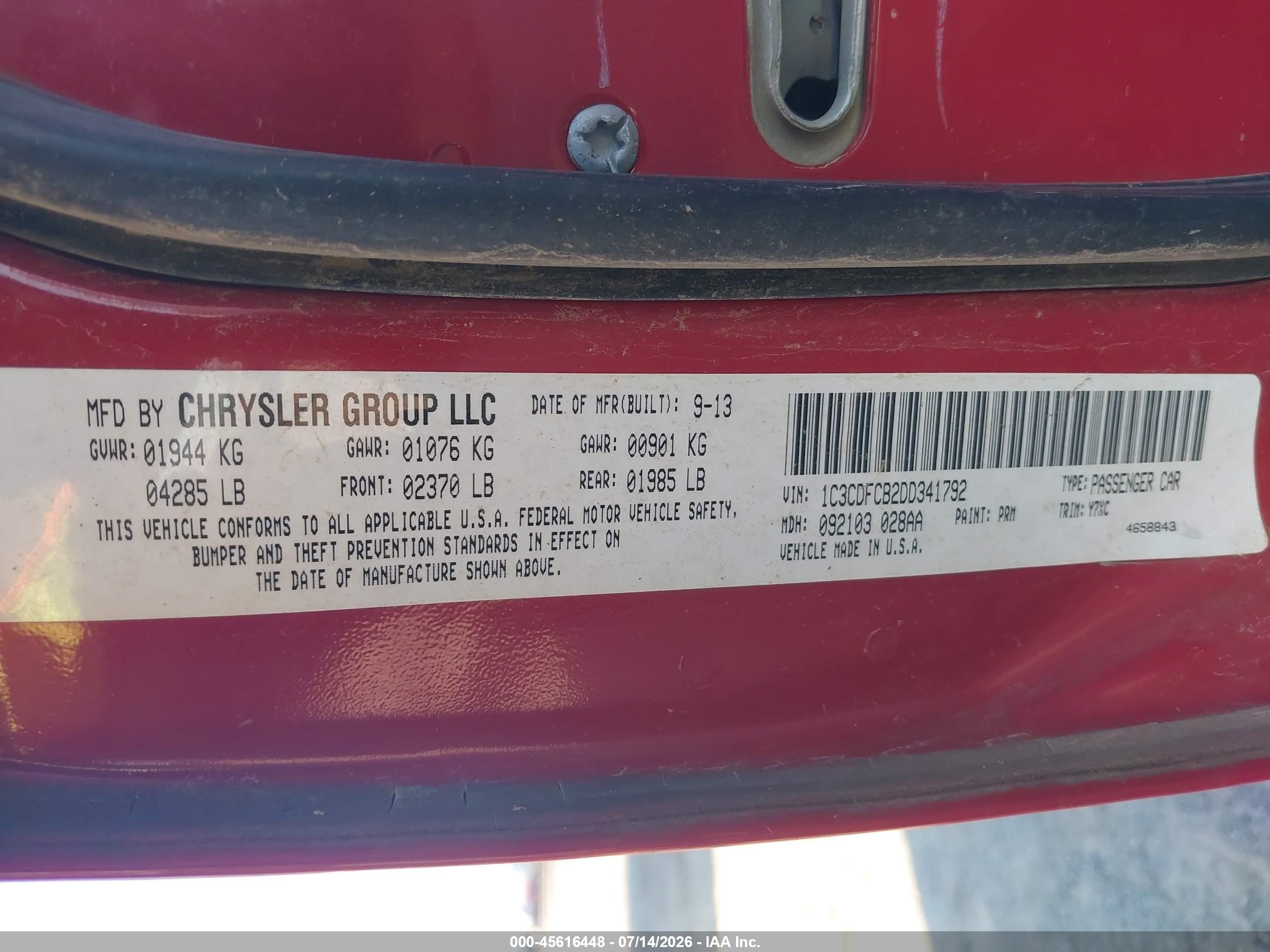 2013 Dodge Dart Gt Red vin: 1C3CDFCB2DD341792