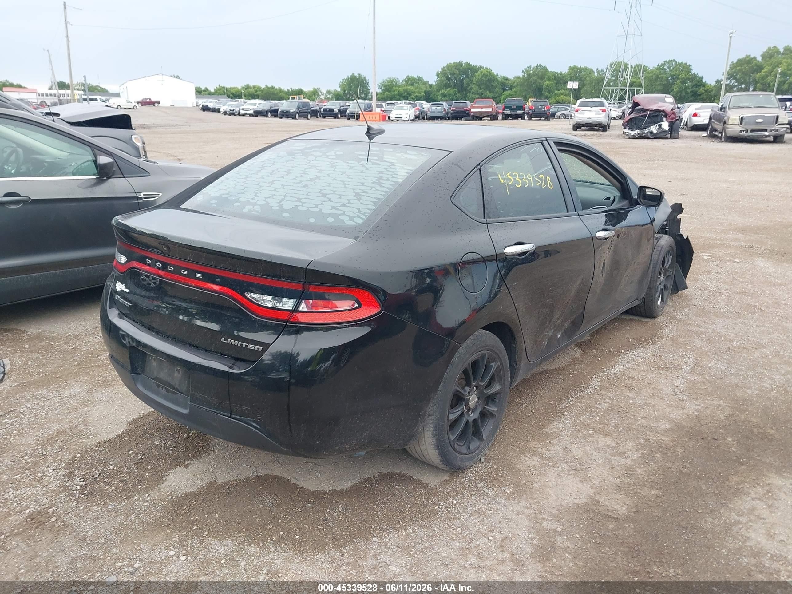2015 Dodge Dart Limited Black vin: 1C3CDFCB5FD301760