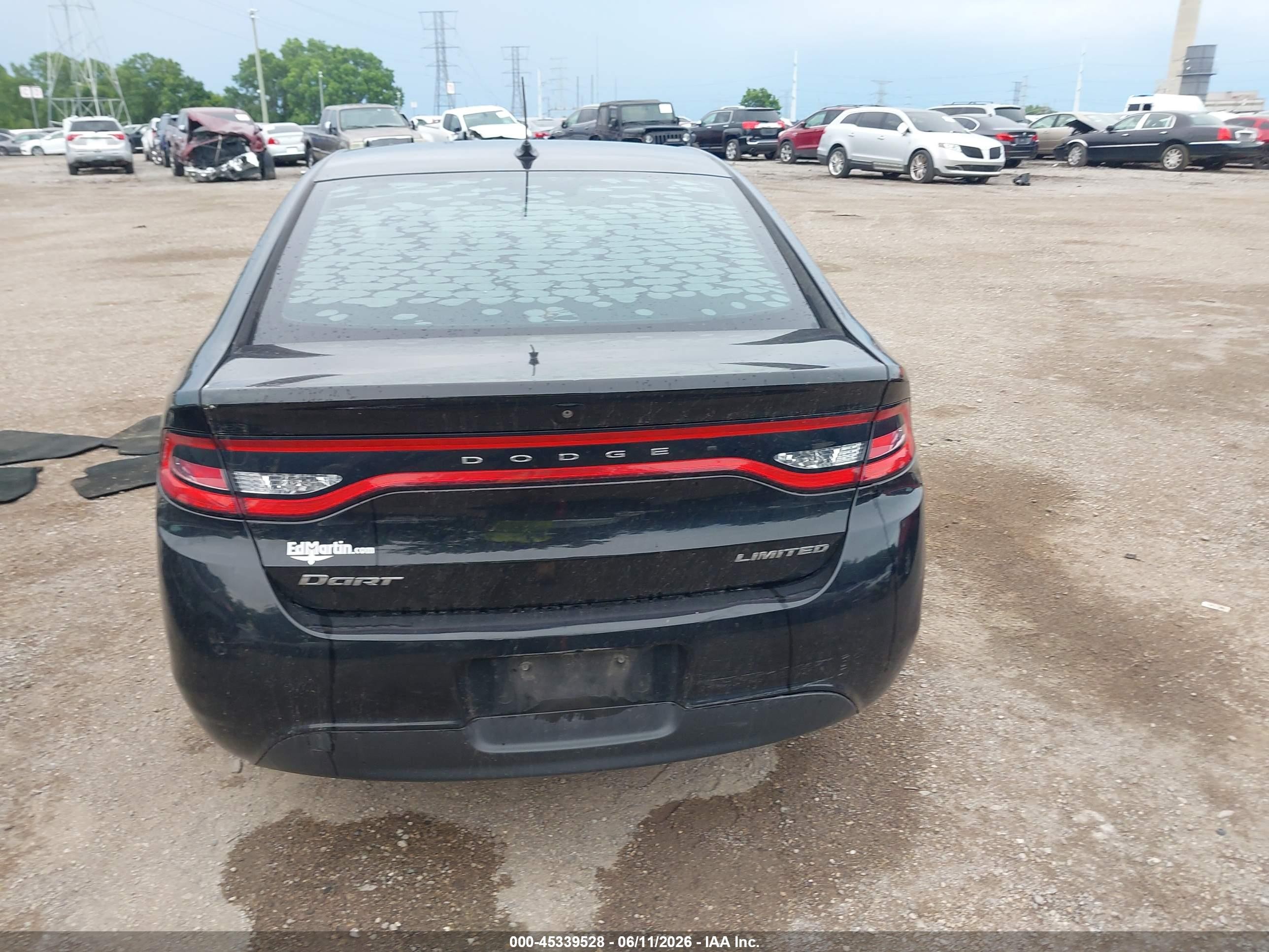 2015 Dodge Dart Limited Black vin: 1C3CDFCB5FD301760