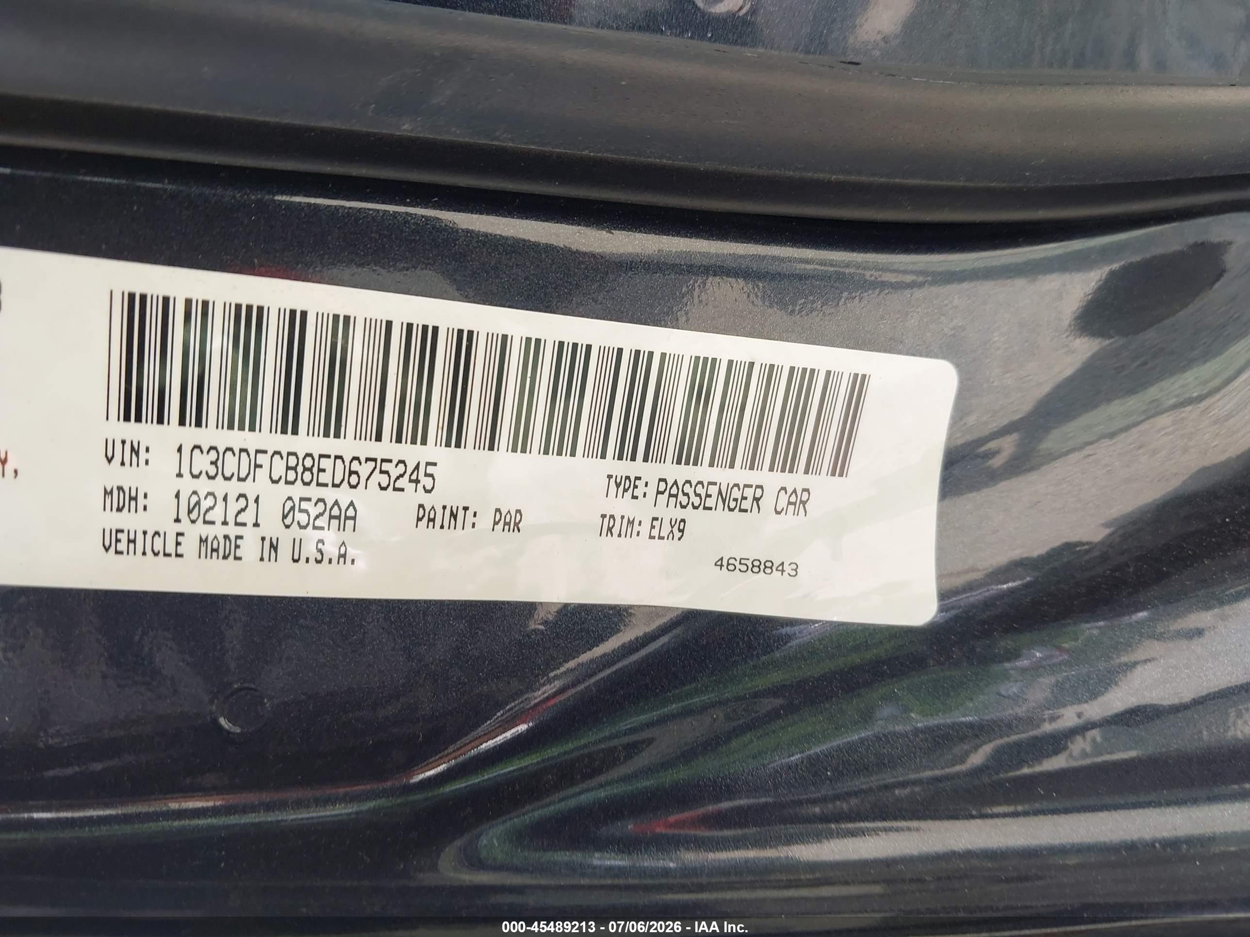 2014 Dodge Dart Limited Черный vin: 1C3CDFCB8ED675245