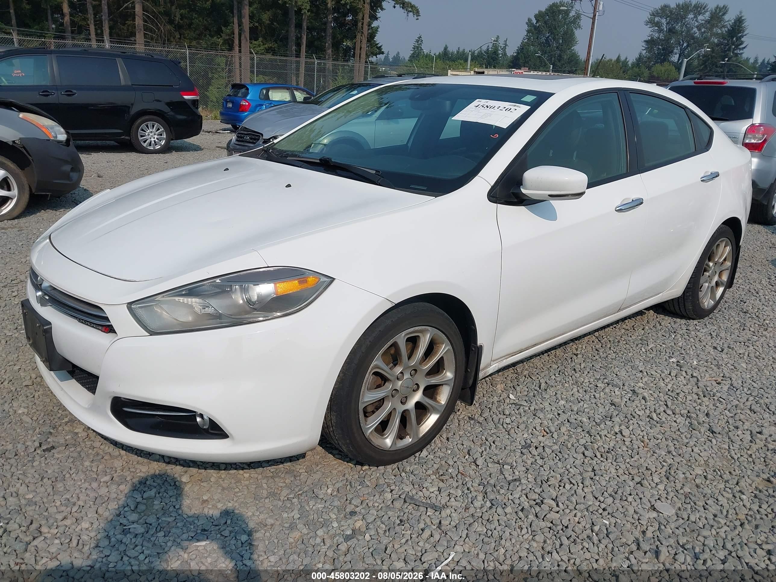 2014 Dodge Dart Limited White vin: 1C3CDFCB9ED695682