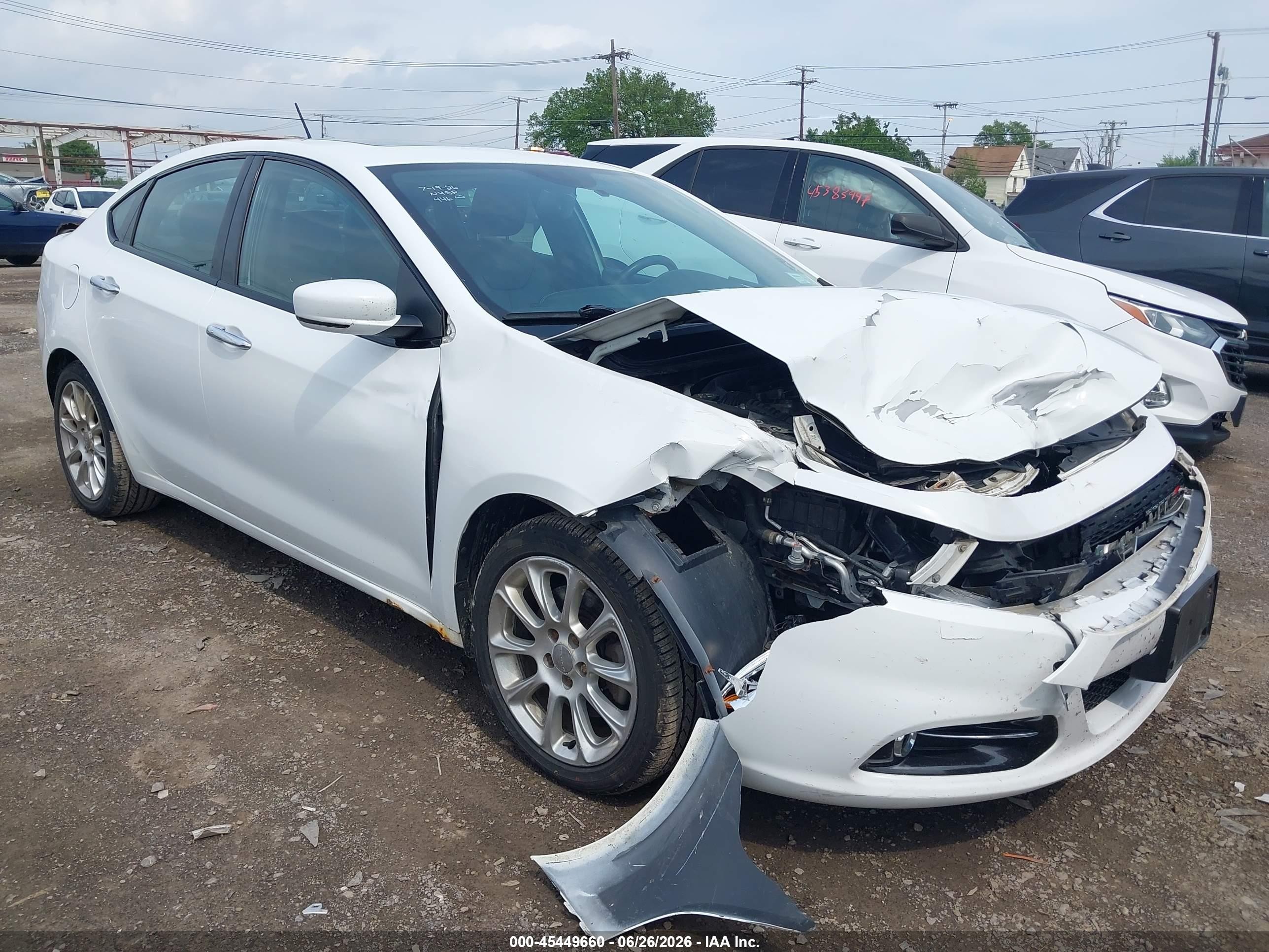 2014 Dodge Dart Limited Белый vin: 1C3CDFCBXED902273