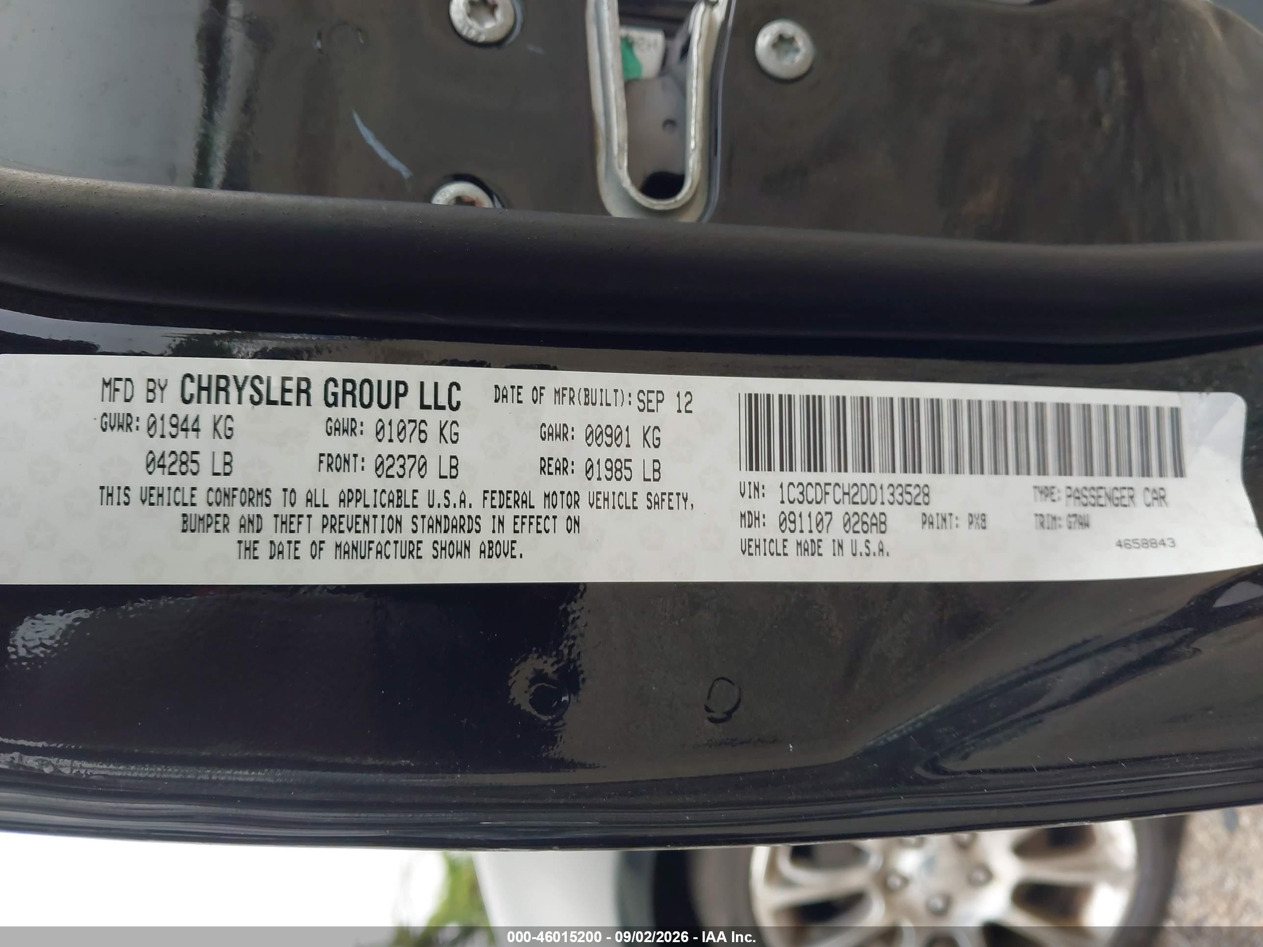 2013 Dodge Dart Limited Черный vin: 1C3CDFCH2DD133528