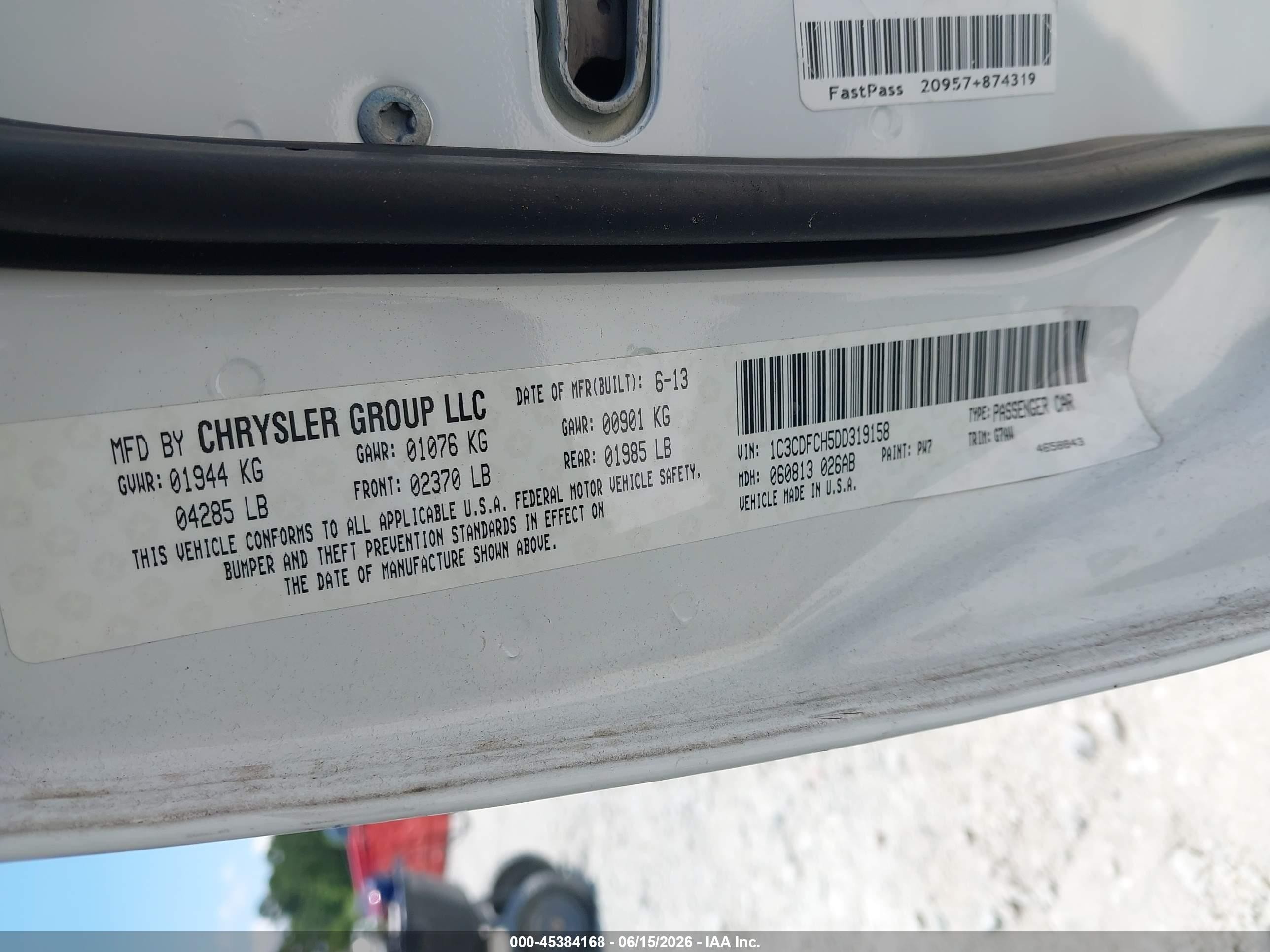 2013 Dodge Dart Limited/r/t White vin: 1C3CDFCH5DD319158