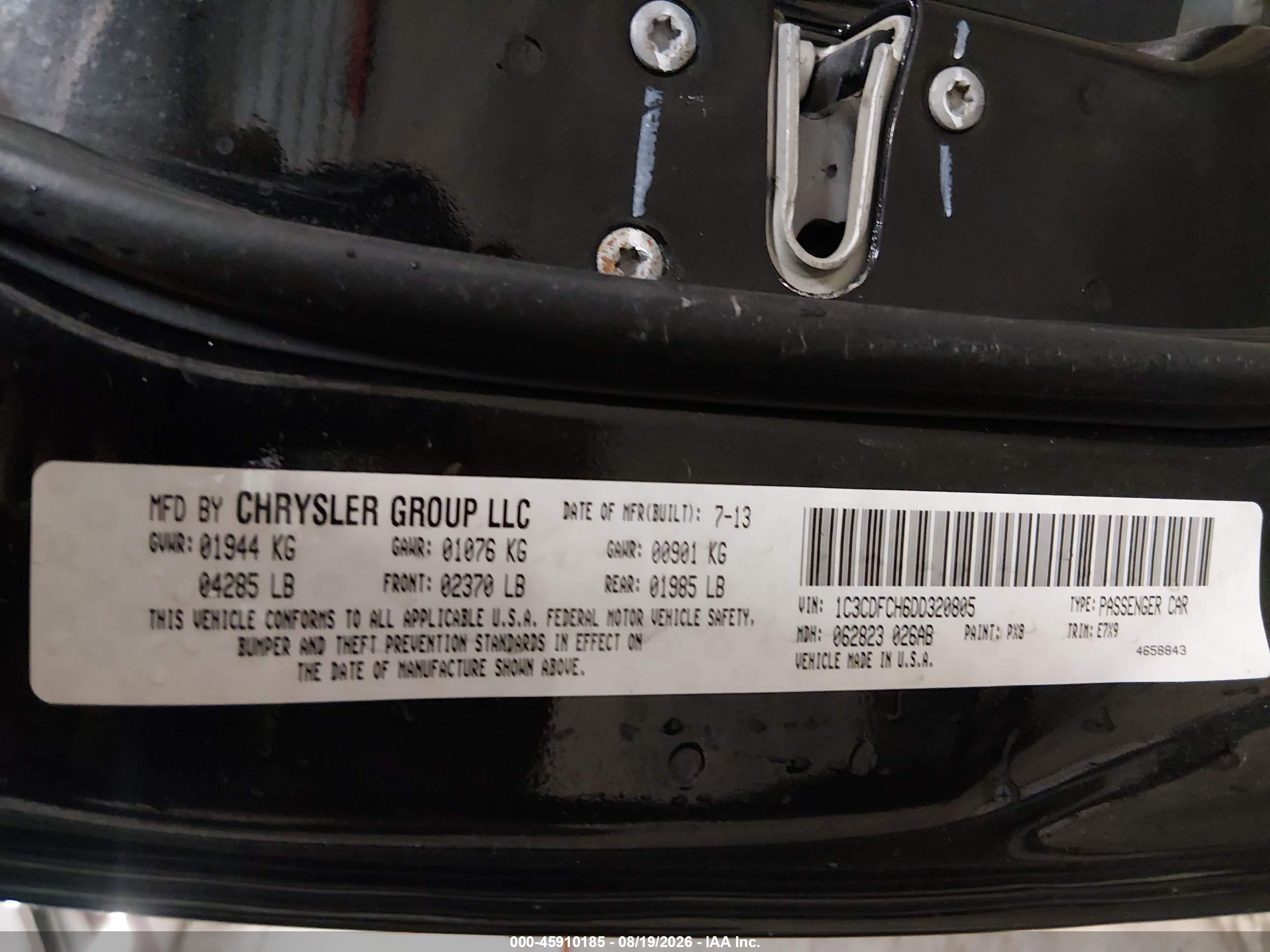 2013 Dodge Dart Limited Black vin: 1C3CDFCH6DD320805