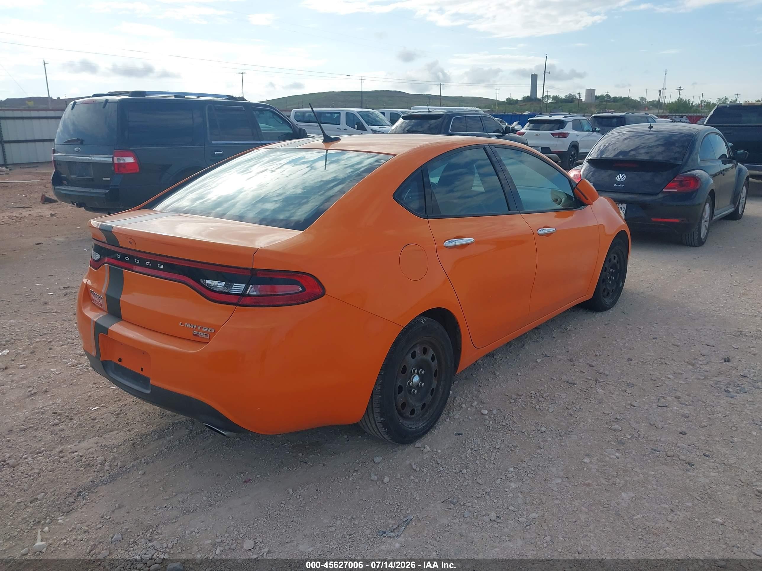 2013 Dodge Dart Limited Orange vin: 1C3CDFCHXDD326137