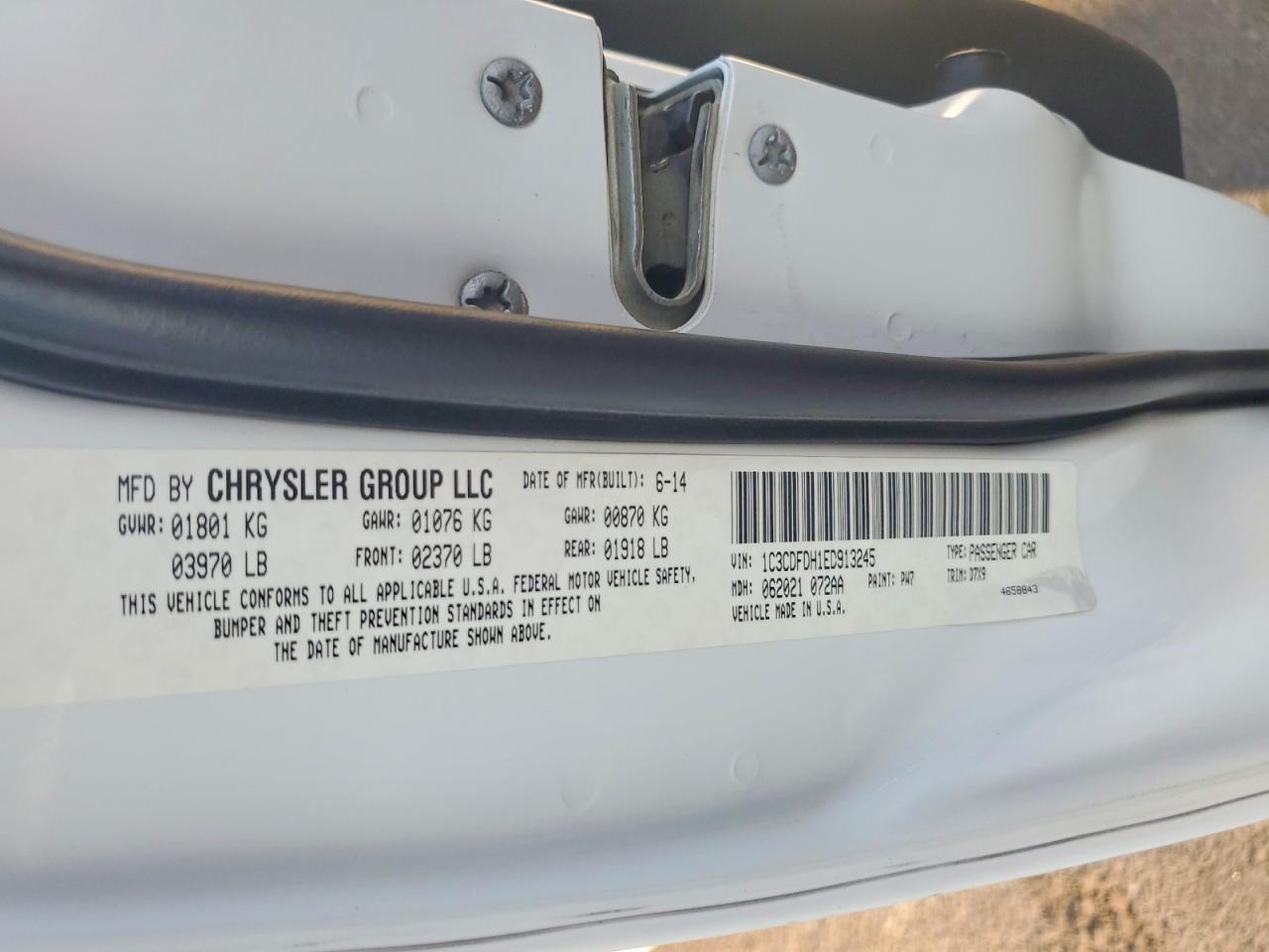 2014 Dodge Dart Se Aero White vin: 1C3CDFDH1ED913245