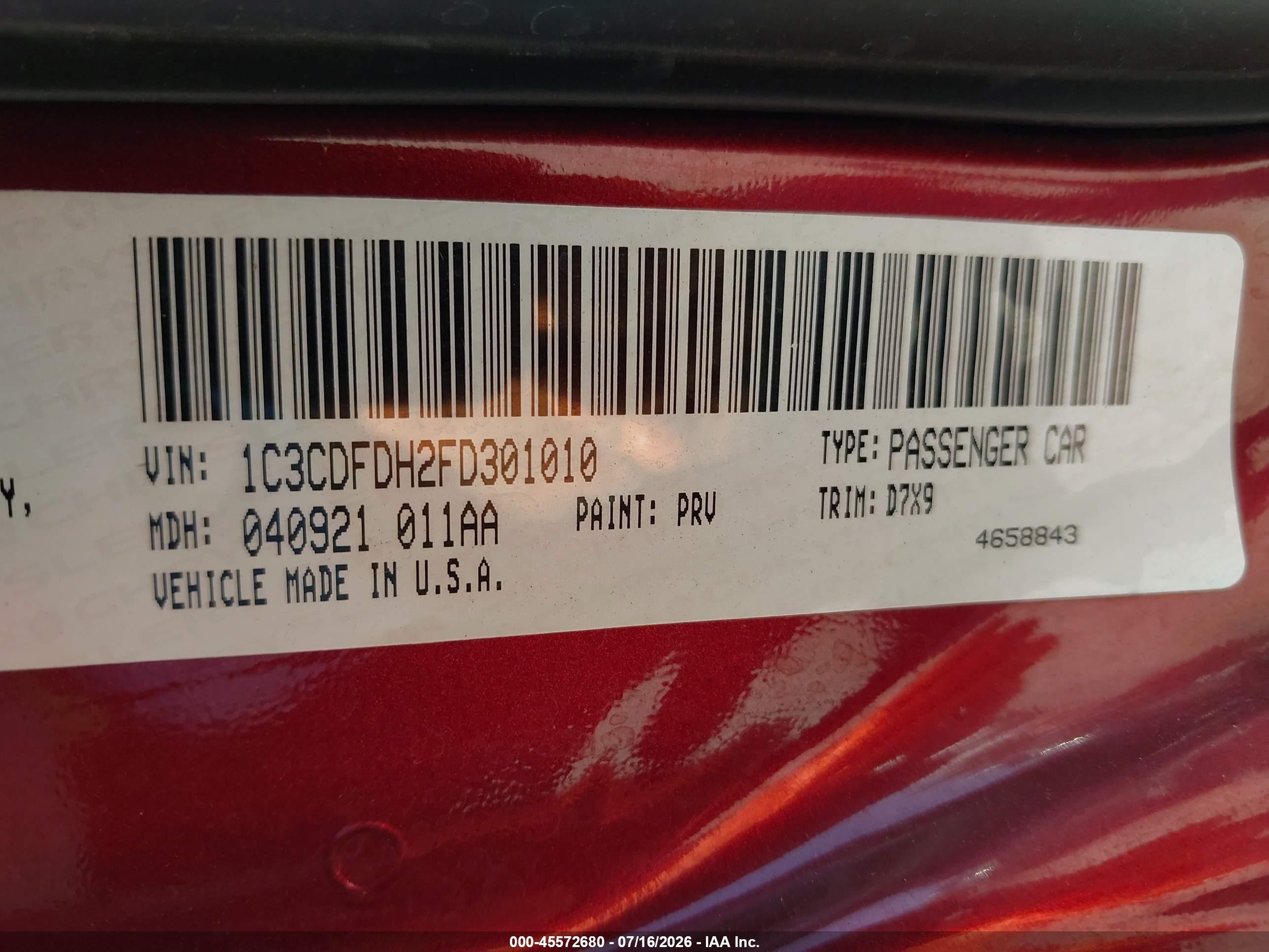 2015 Dodge Dart Aero Burgundy vin: 1C3CDFDH2FD301010