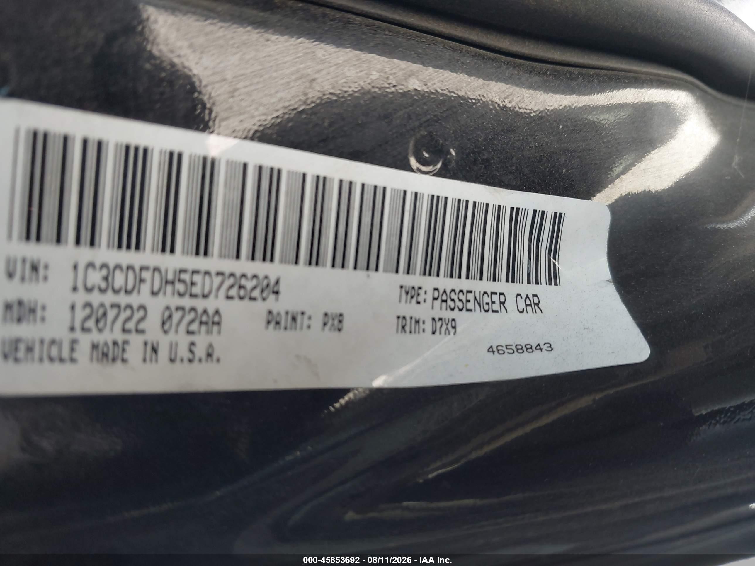 2014 Dodge Dart Aero Black vin: 1C3CDFDH5ED726204