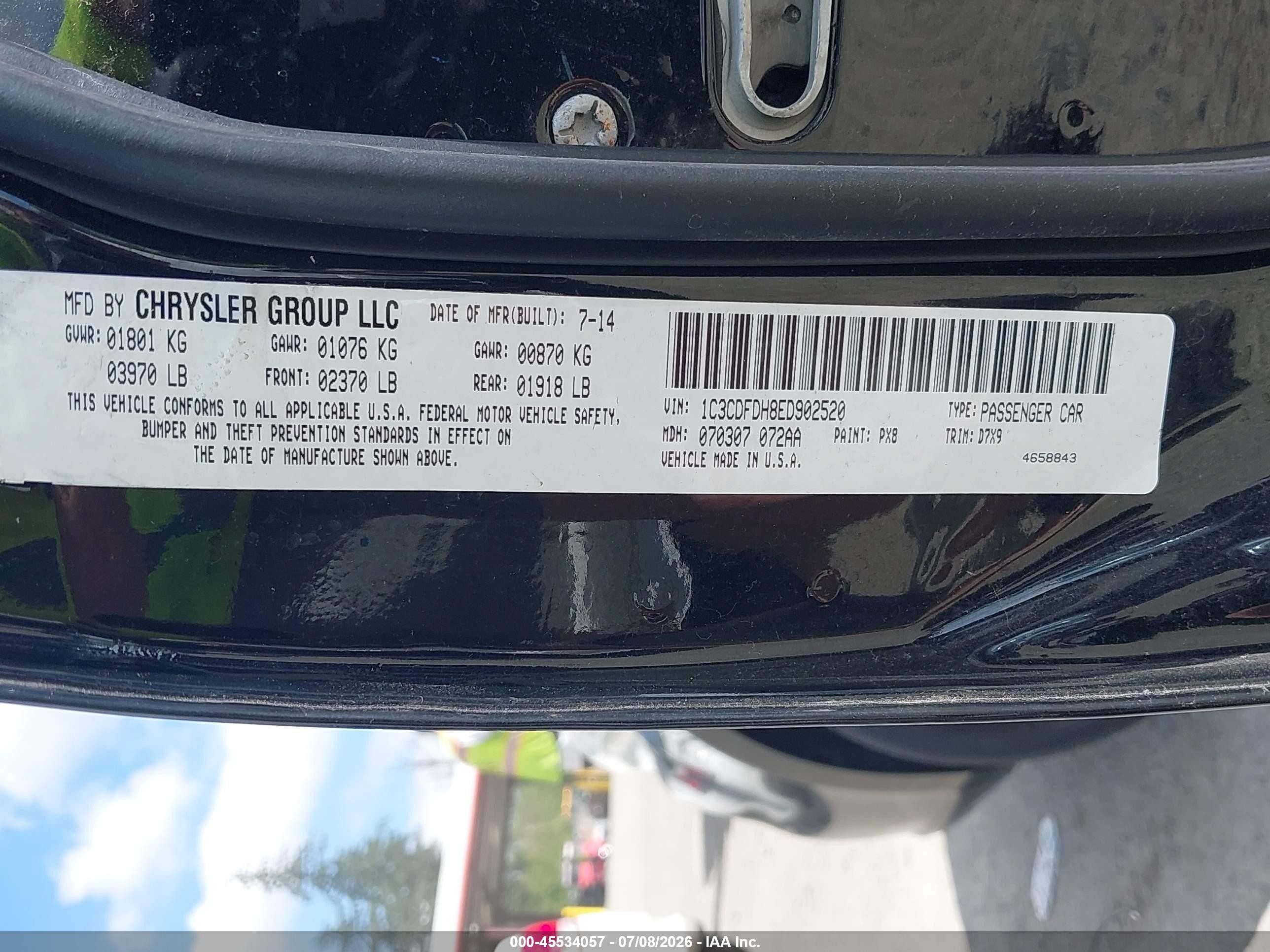 2014 Dodge Dart Aero Black vin: 1C3CDFDH8ED902520