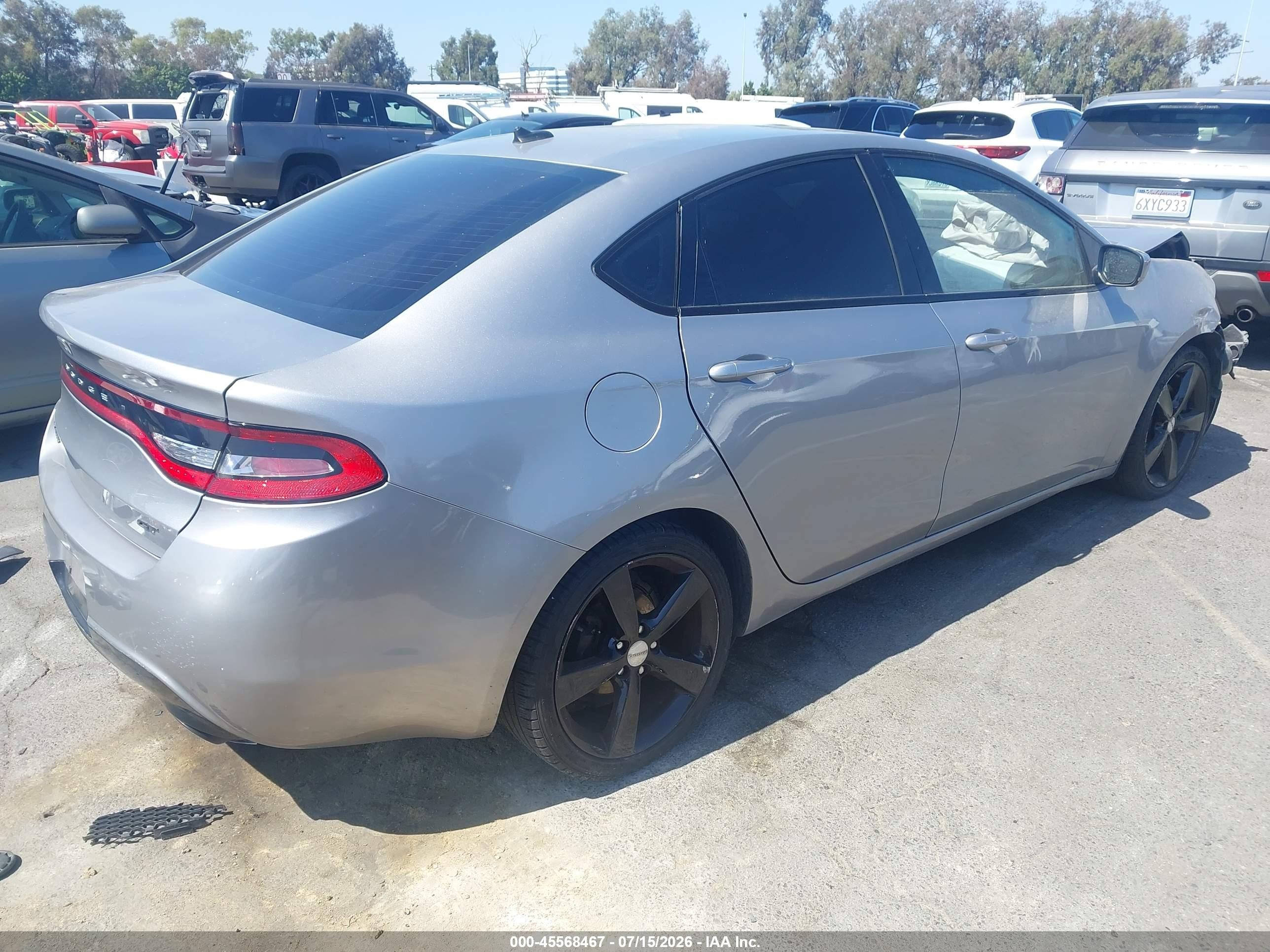 2015 Dodge Dart Gt Gray vin: 1C3CDFEB2FD173331
