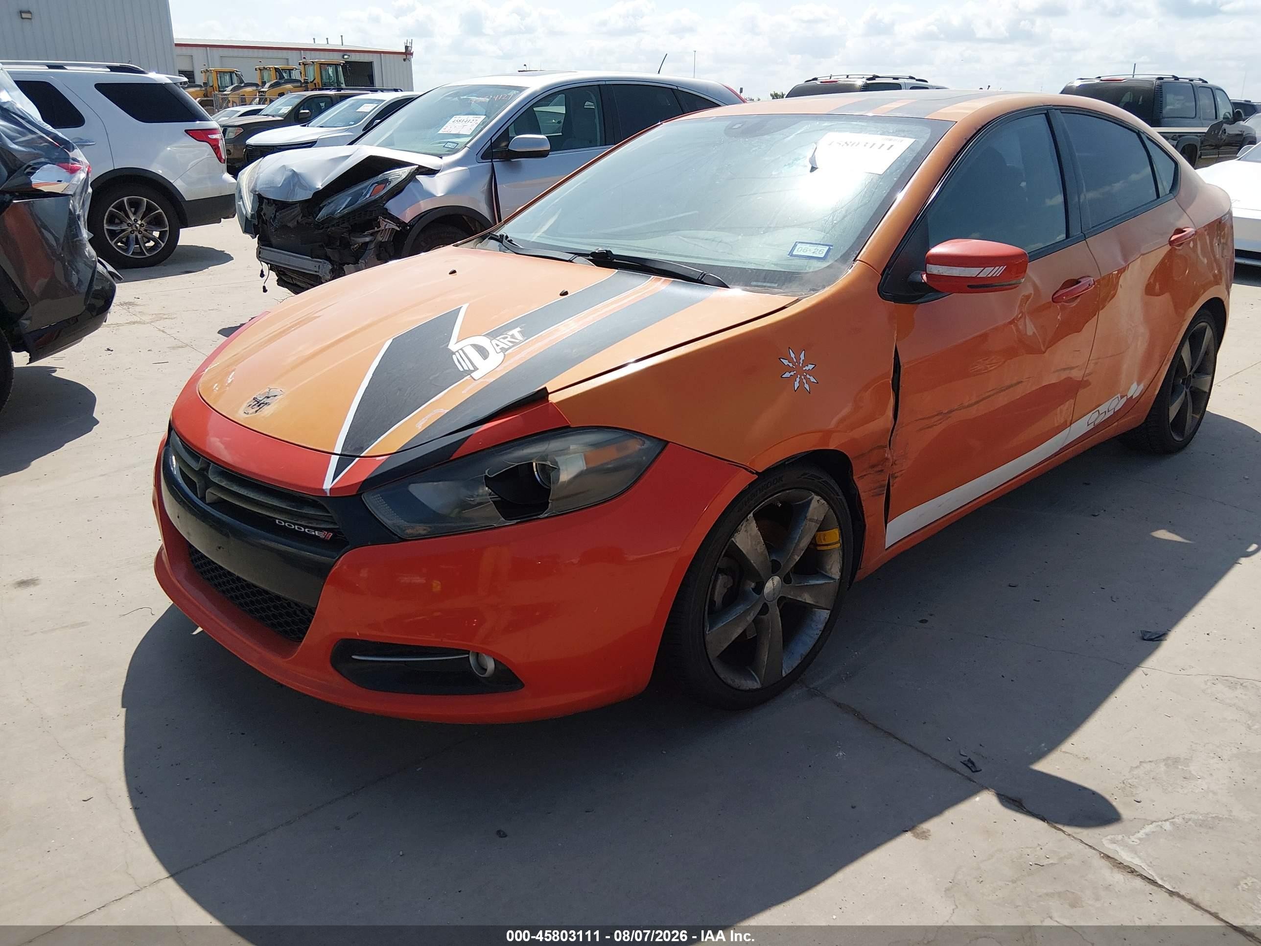 2015 Dodge Dart Gt Orange vin: 1C3CDFEB4FD278209