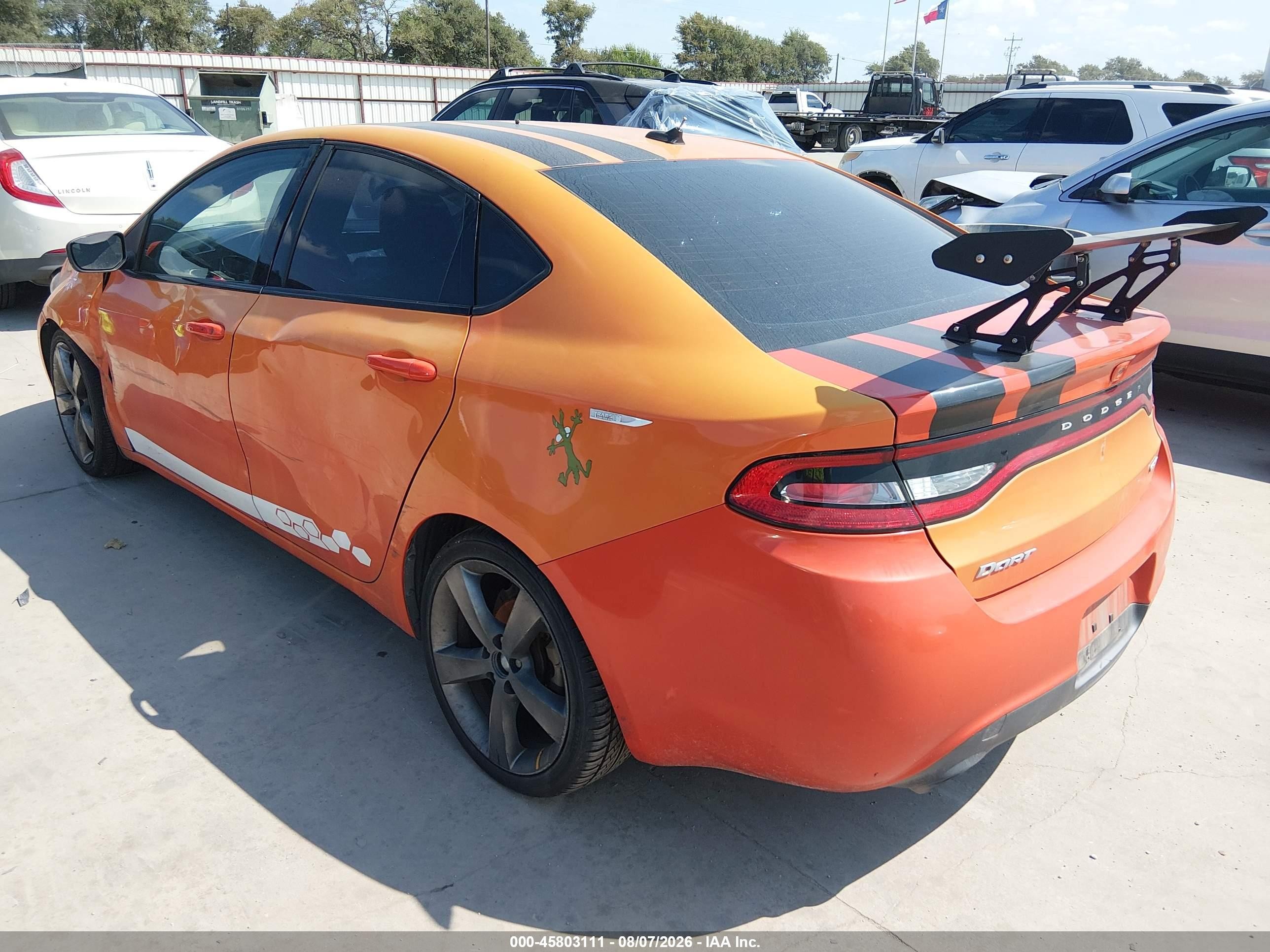 2015 Dodge Dart Gt Orange vin: 1C3CDFEB4FD278209