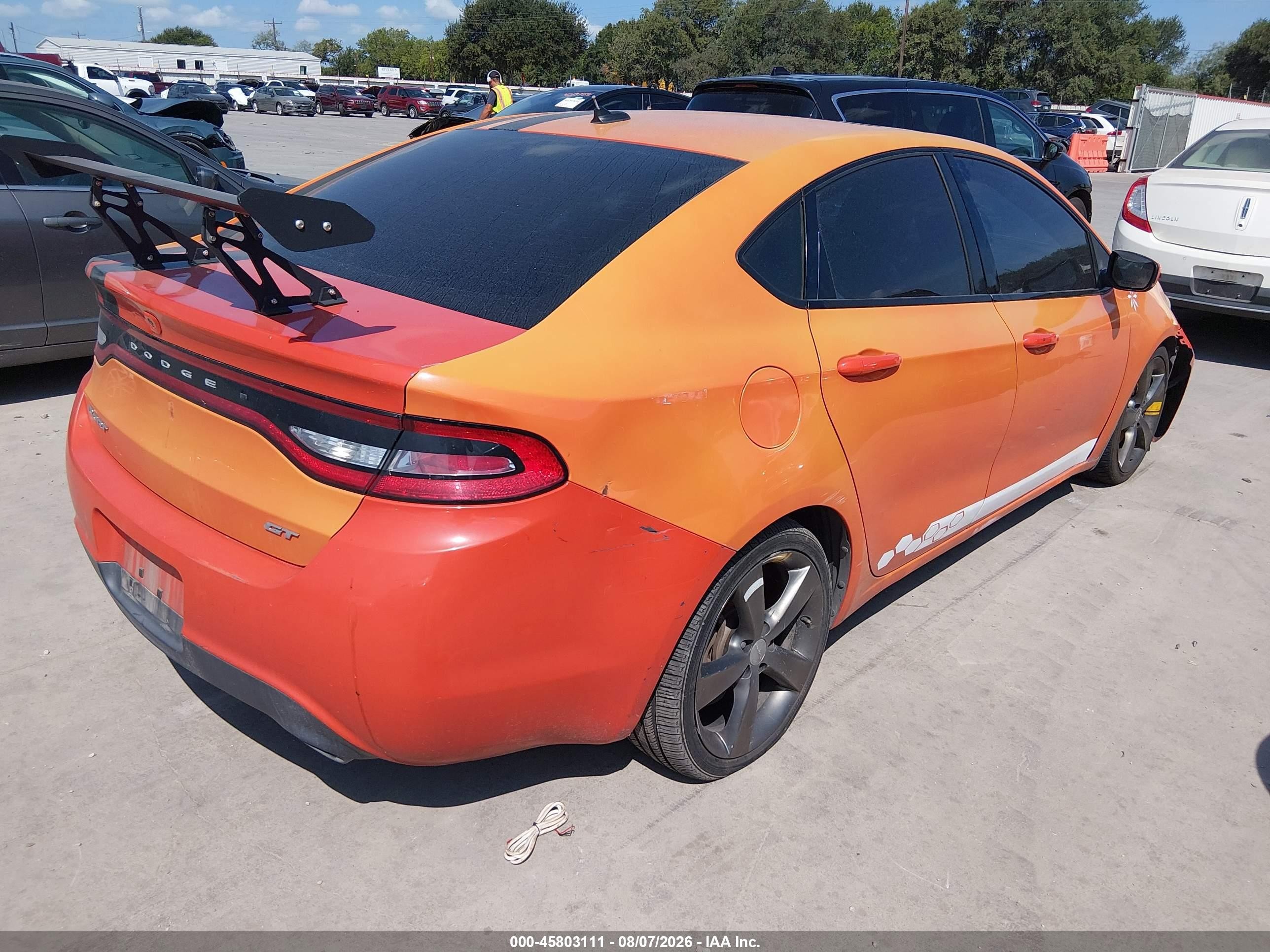 2015 Dodge Dart Gt Orange vin: 1C3CDFEB4FD278209